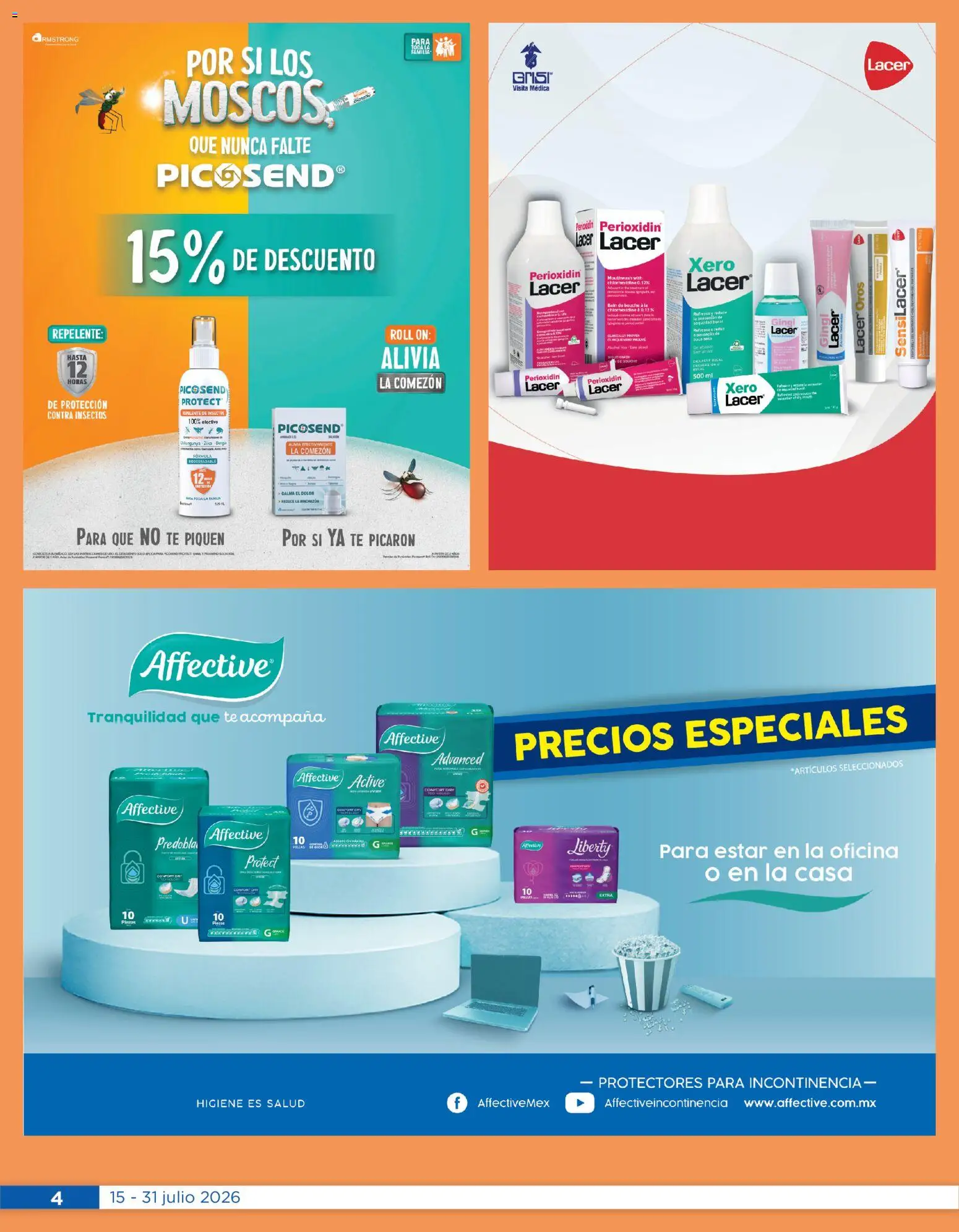 Nuevas ofertas de Chedraui válidas en toda la República Mexicana desde el 15/07/2026. ¡Encuentra las mejores ofertas en Chedraui folleto Cuidar tu salud! | Página: 4 | Productos: Repelente, Té