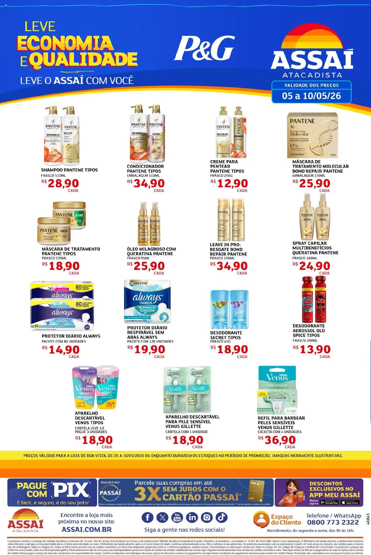 Assaí Atacadista Folheto - válido de 05.05.2026 | Página: 1 | Produtos: Shampoo, Óleo, Shampoo pantene, Telefone
