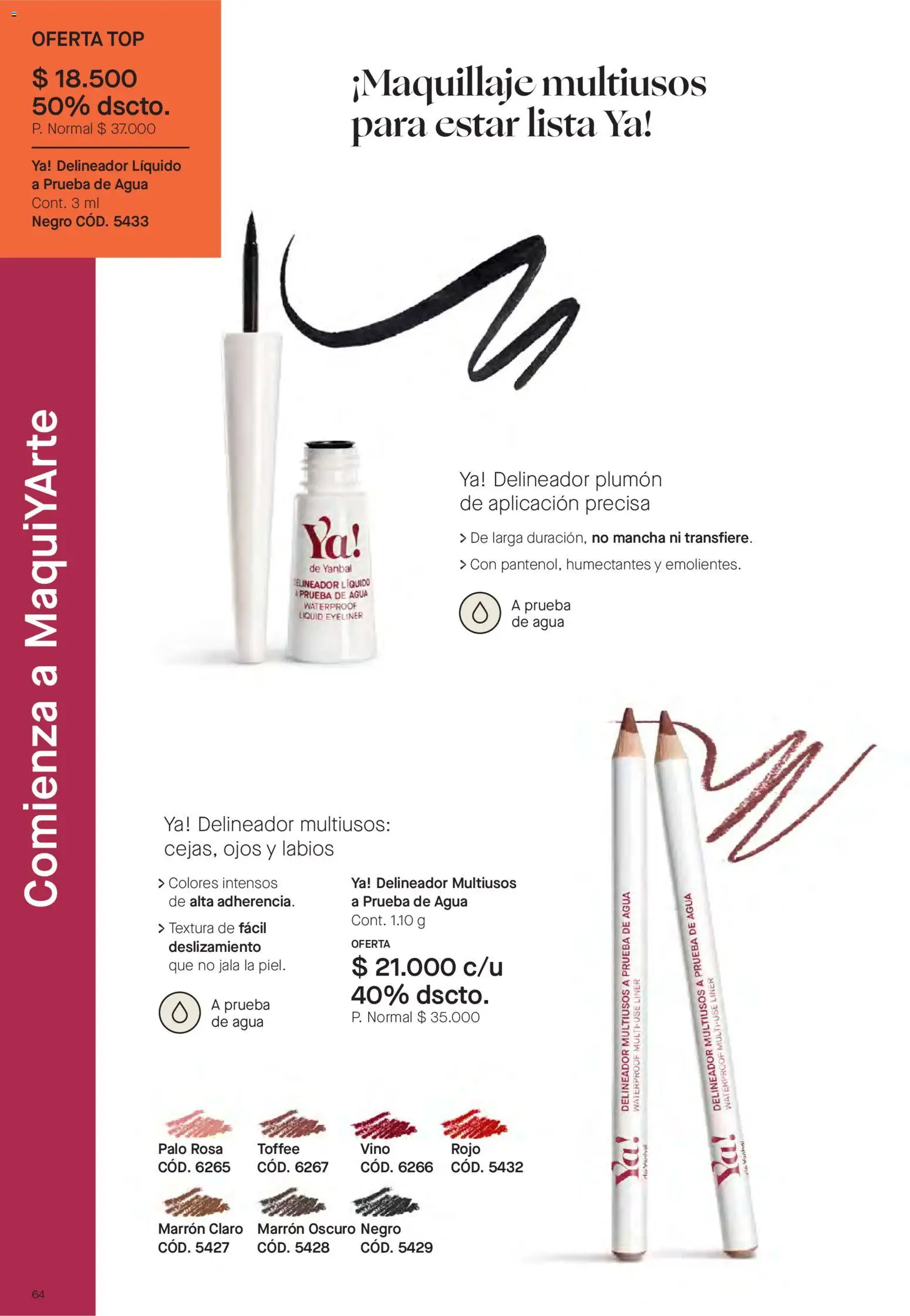 Yanbal revista - valida desde el 20/06/2026 | Página: 64 | Productos: Agua, Top, Delineador, Vino