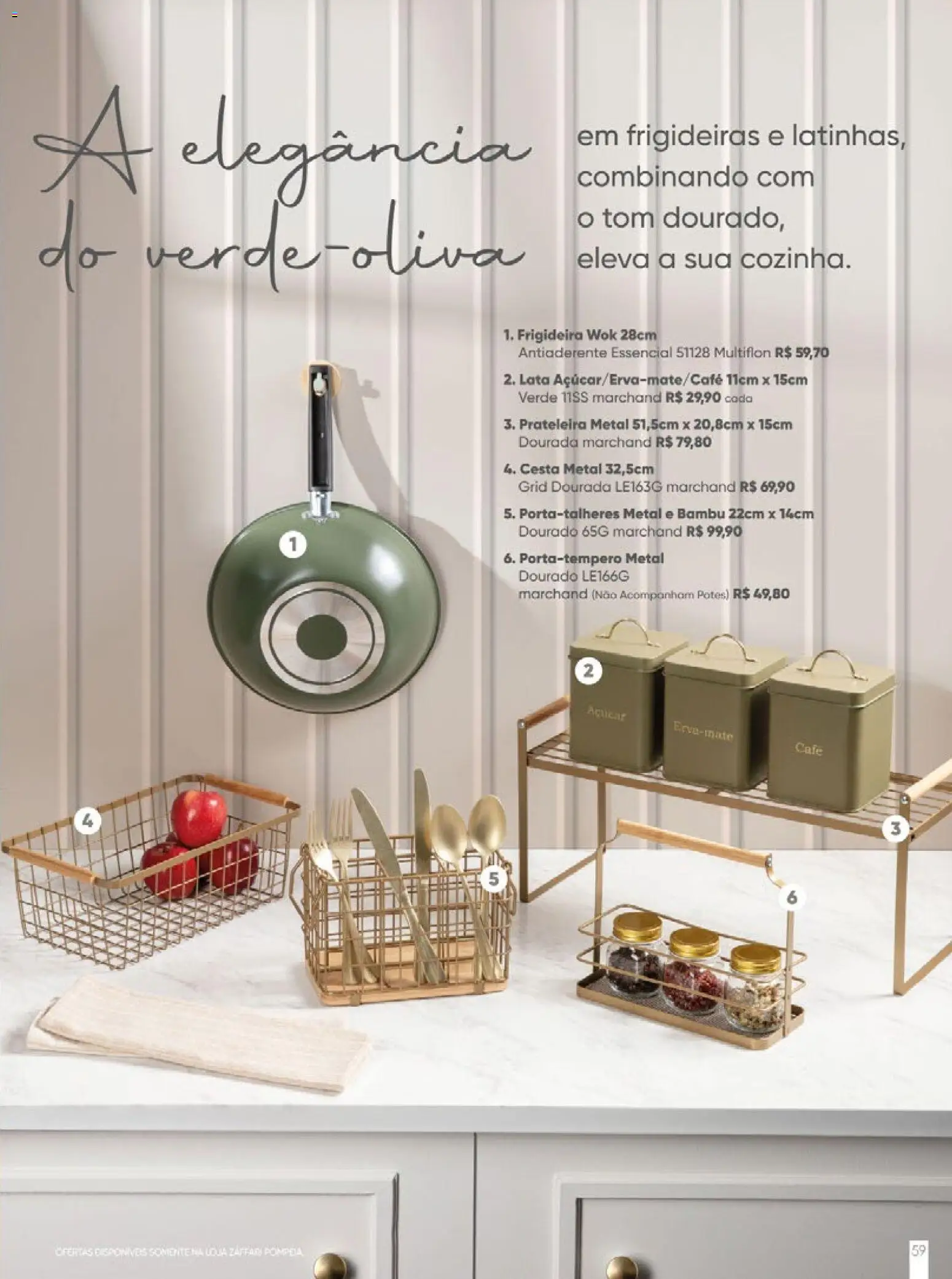 Zaffari Folheto - válido de 06/05/2026 | Página: 59 | Produtos: Frigideira, Prateleira, Cesta, Açúcar