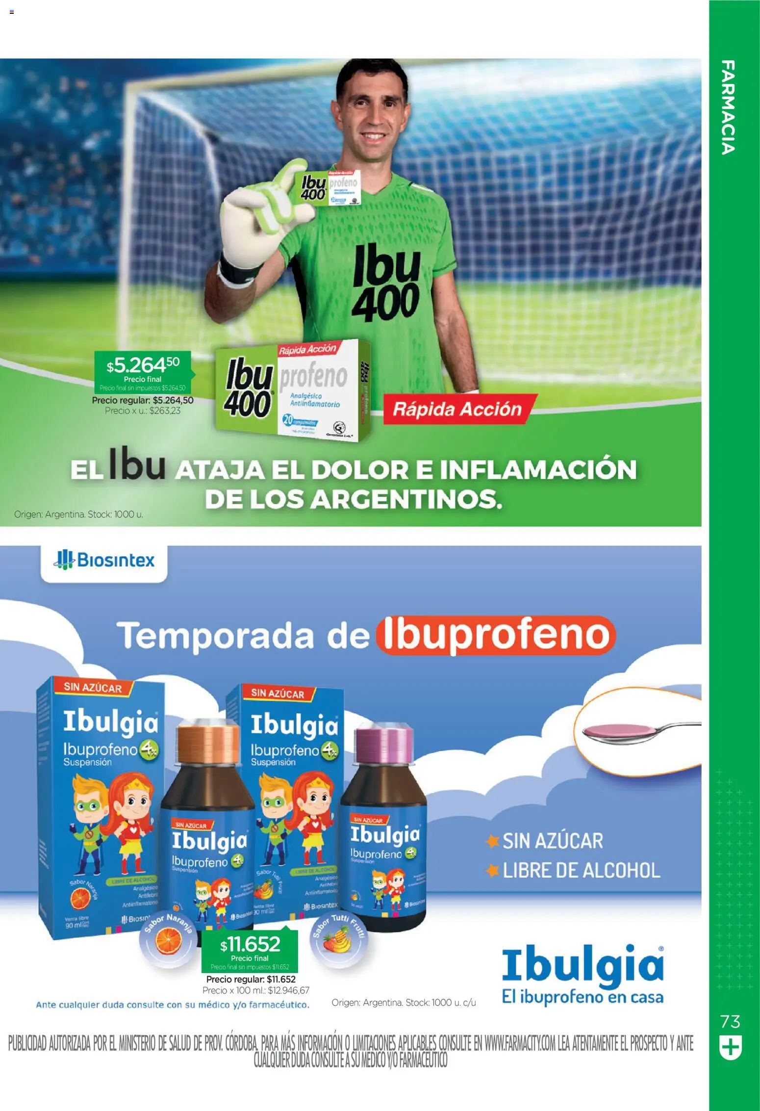 Farmacity catálogo │ válido desde el 01/09/2026 | Página: 73 | Productos: Azucar, Alcohol, Analgésico, Antiinflamatorio