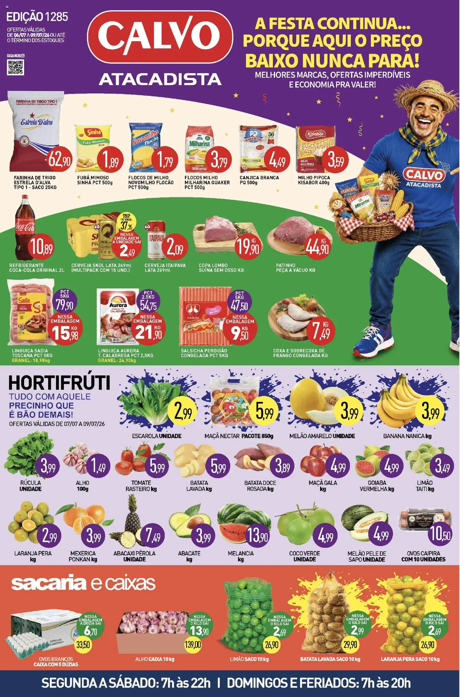 Calvo Atacadista Folheto - válido de 07/07/2026 | Página: 1 | Produtos: Goiaba, Copa, Abacaxi, Batata