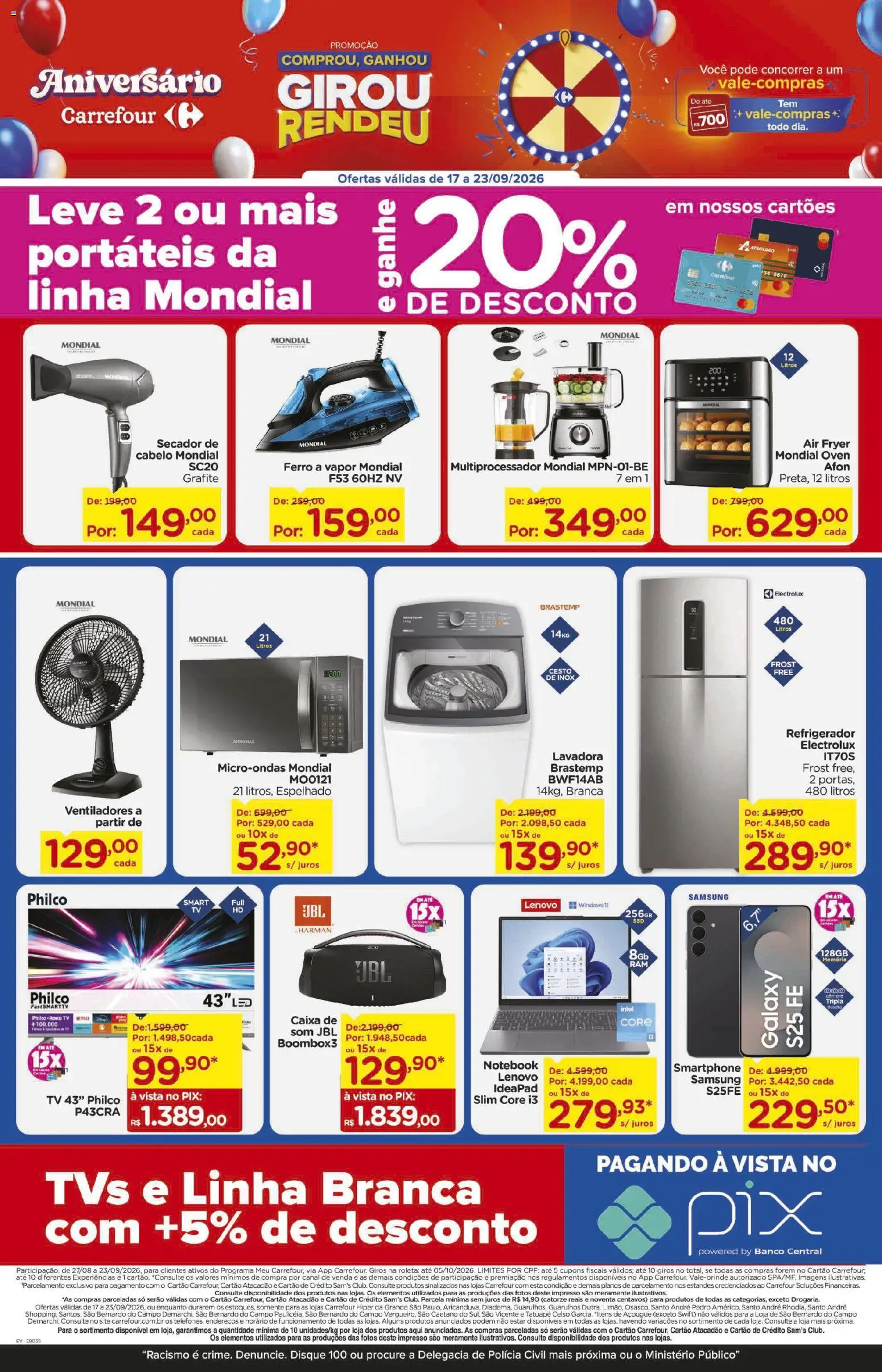 Carrefour Folheto - válido de 17/09/2026 | Página: 11 | Produtos: Ferro a vapor, Air fryer, Caixa, Microondas