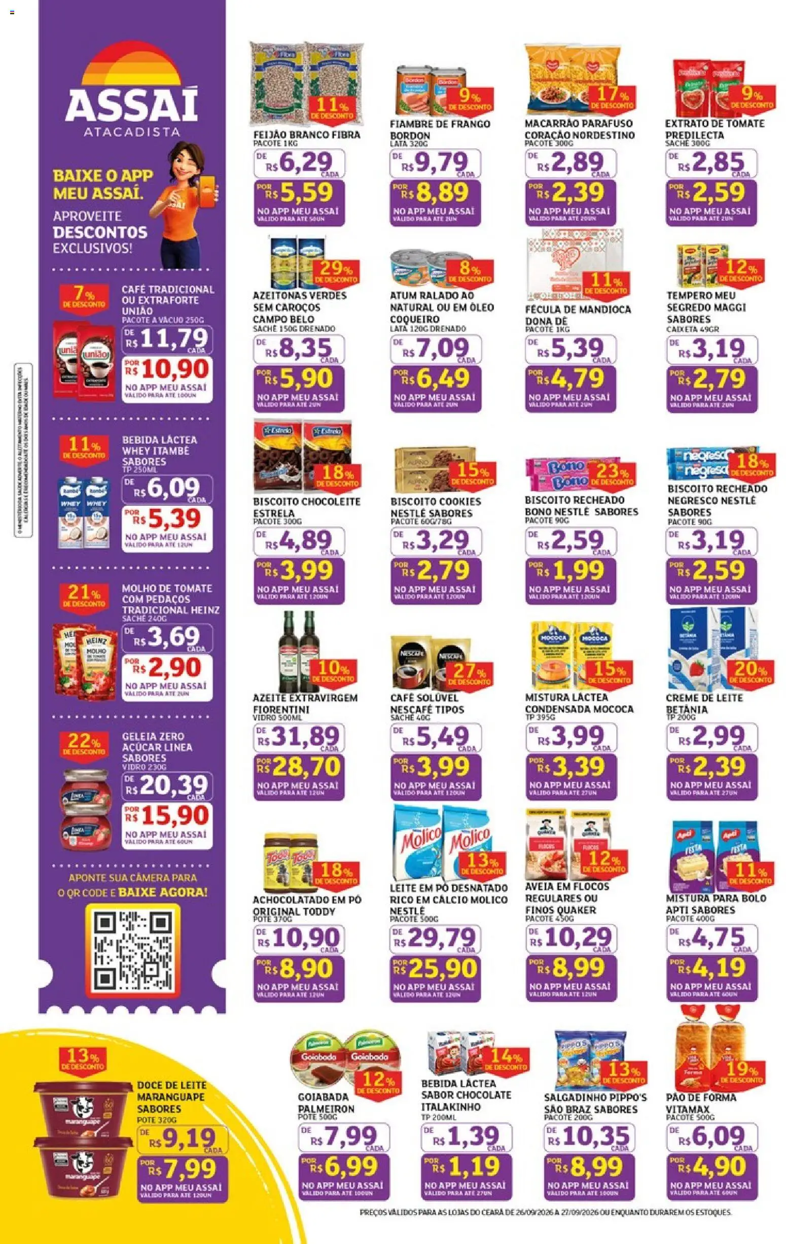 Assaí Atacadista Folheto - válido de 26/09/2026 | Página: 2 | Produtos: Atum, Câmera, Extrato de tomate, Mistura para bolo