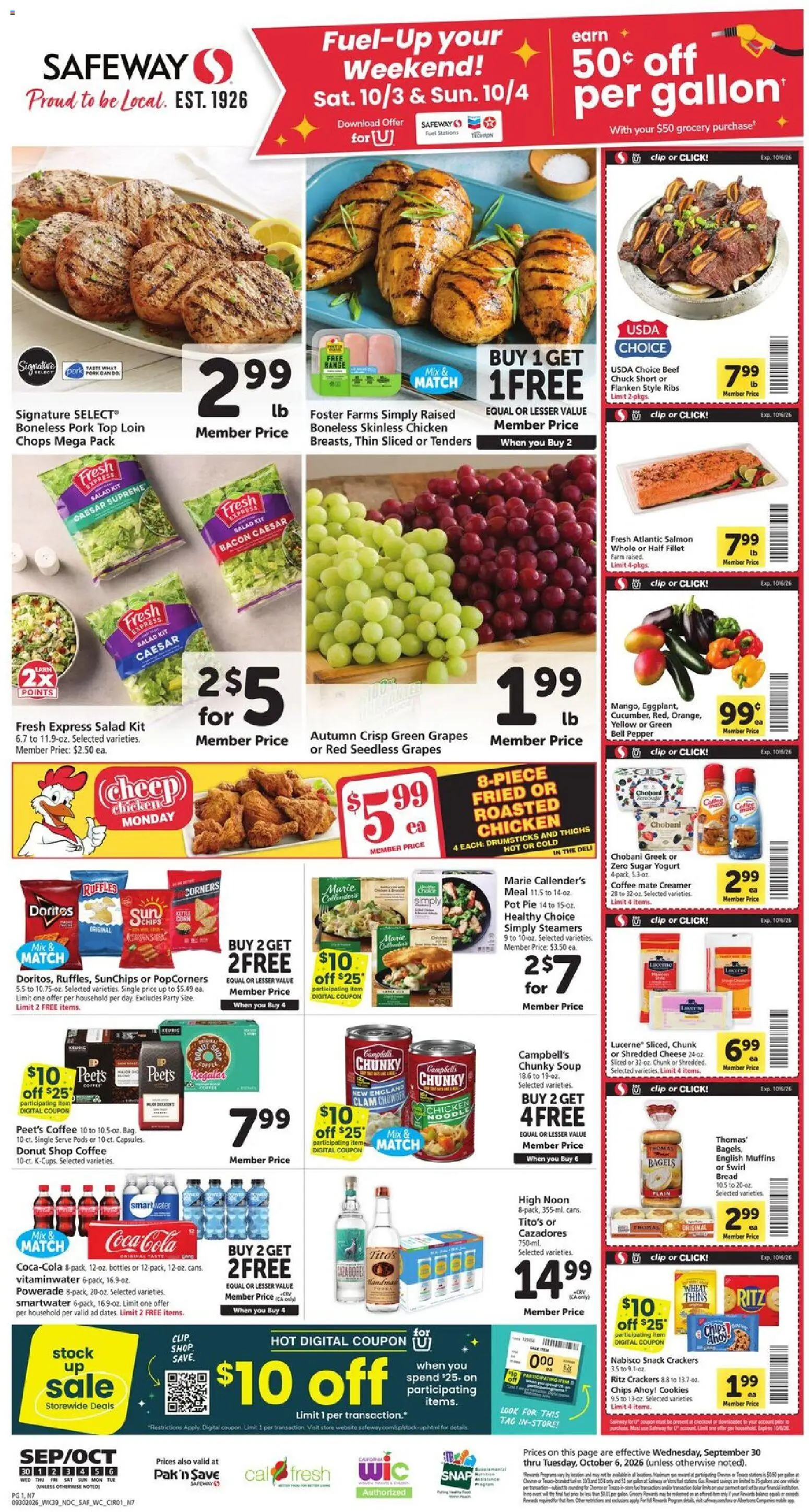 Safeway Weekly Ad - valid from 09/30/2026 | Page: 1 | Products: Clip, Chicken, Beef, Bell pepper