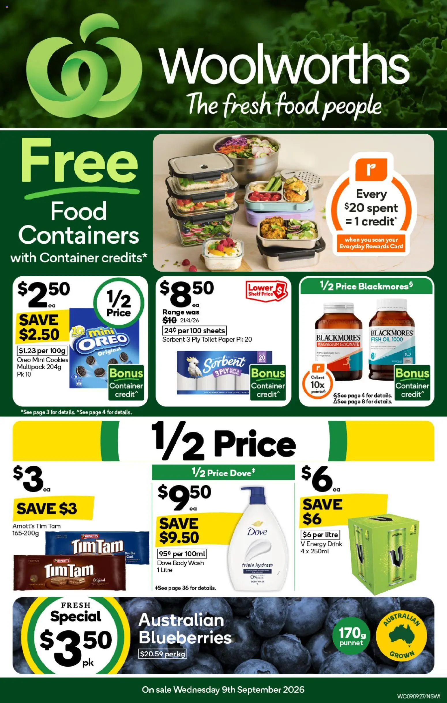 Woolworths catalogue - valid from 09/09/2026 | Page: 1 | Products: Toilet, Fish, Toilet paper, Coat