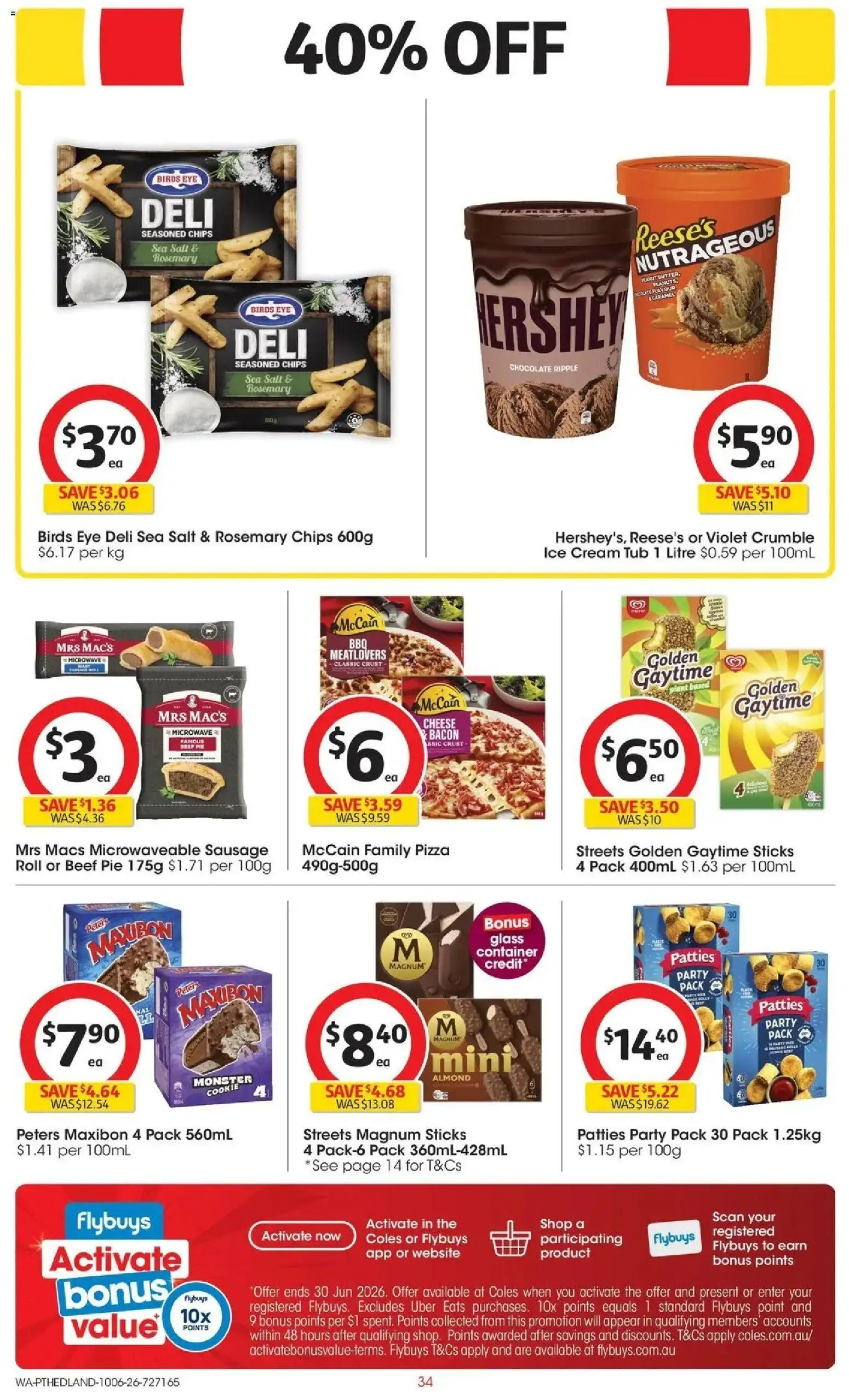 Coles catalogue - valid from 09.06.2026 | Page: 34 | Products: Cheese, Pizza, Chips, Ice cream