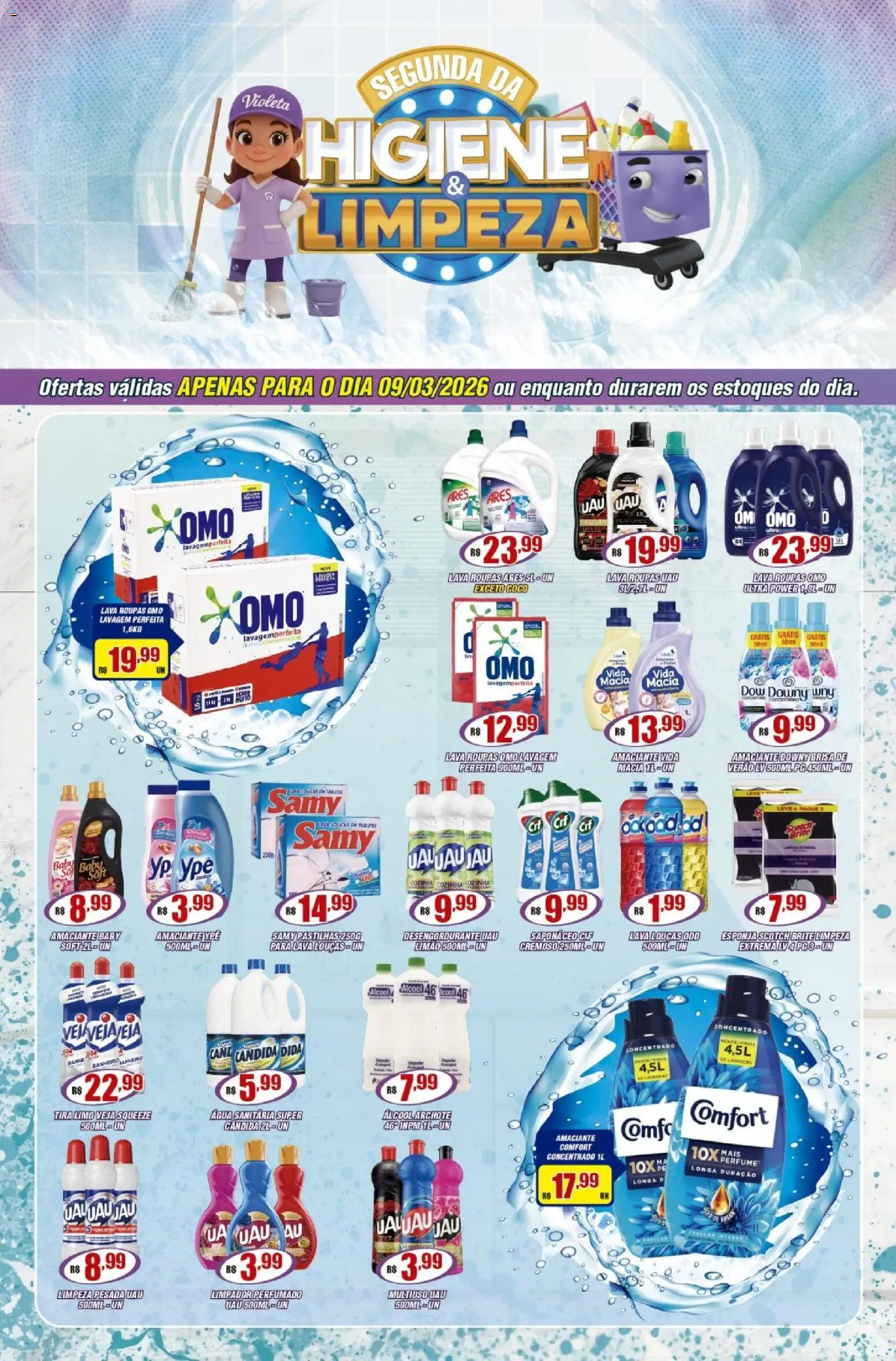 Violeta Supermercados Folheto - válido de 09.03.2026 | Página: 1 | Produtos: Coco, Desengordurante, Saponáceo, Amaciante