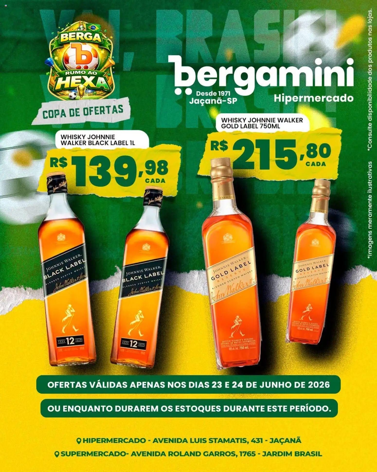 Supermercado Bergamini Folheto - válido de 23/06/2026 | Página: 12 | Produtos: Whisky, Copa