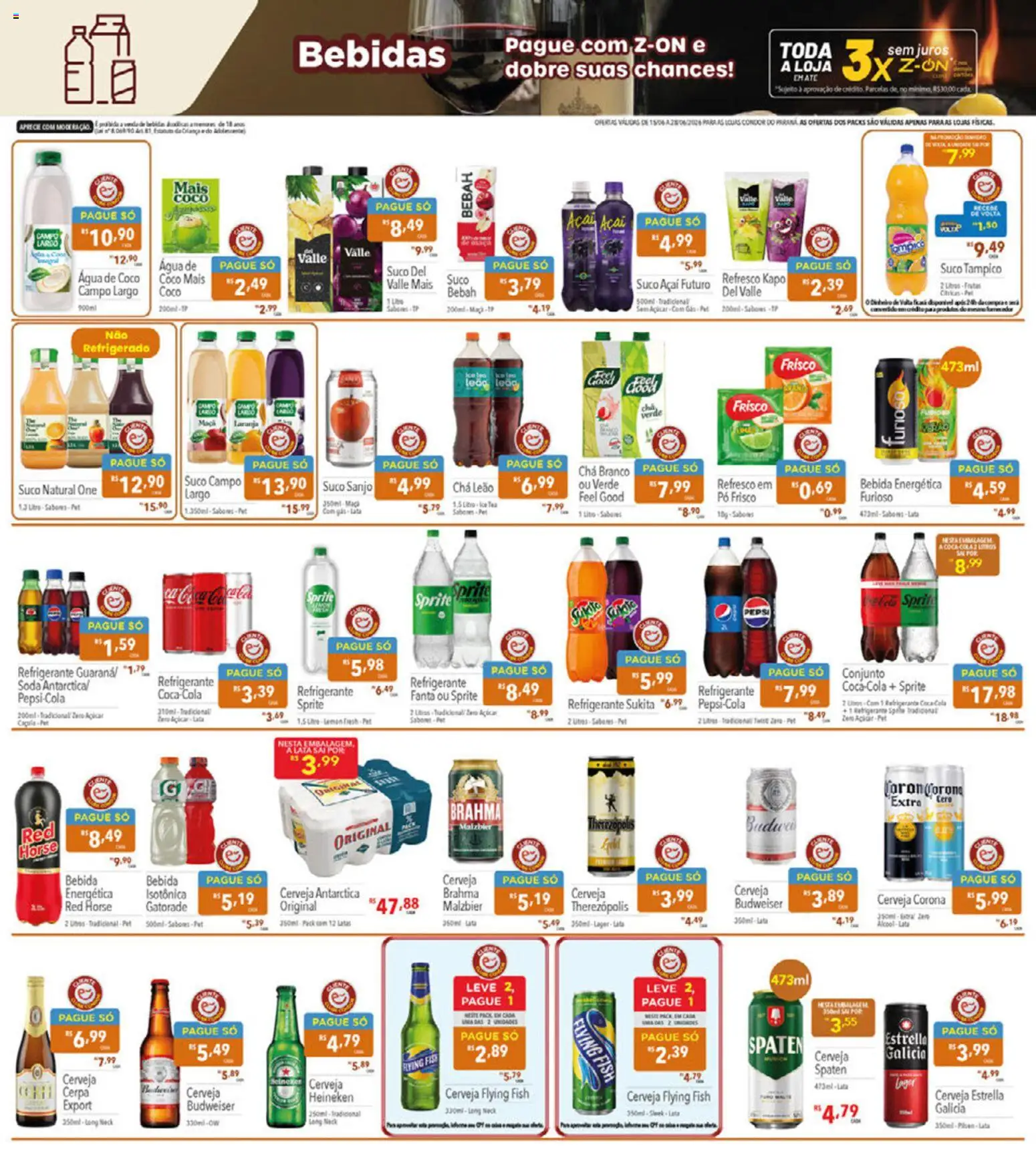 Supermercados Condor Folheto - válido de 15.06.2026 | Página: 20 | Produtos: Água de coco, Suco, Heineken, Açaí