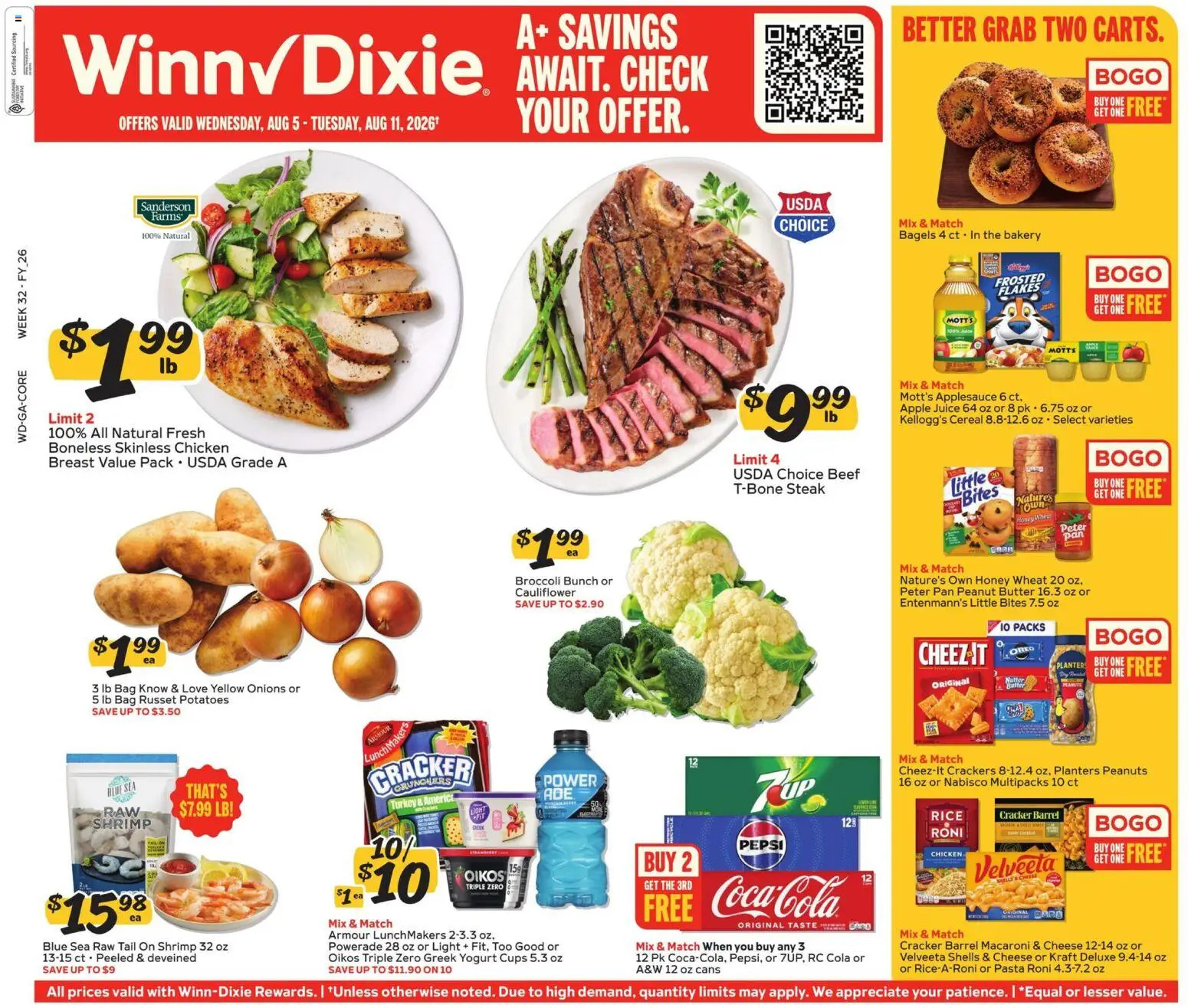 Winn Dixie Weekly Ad - valid from 08/05/2026 | Page: 1 | Products: Juice, Rice, Pasta, Cauliflower