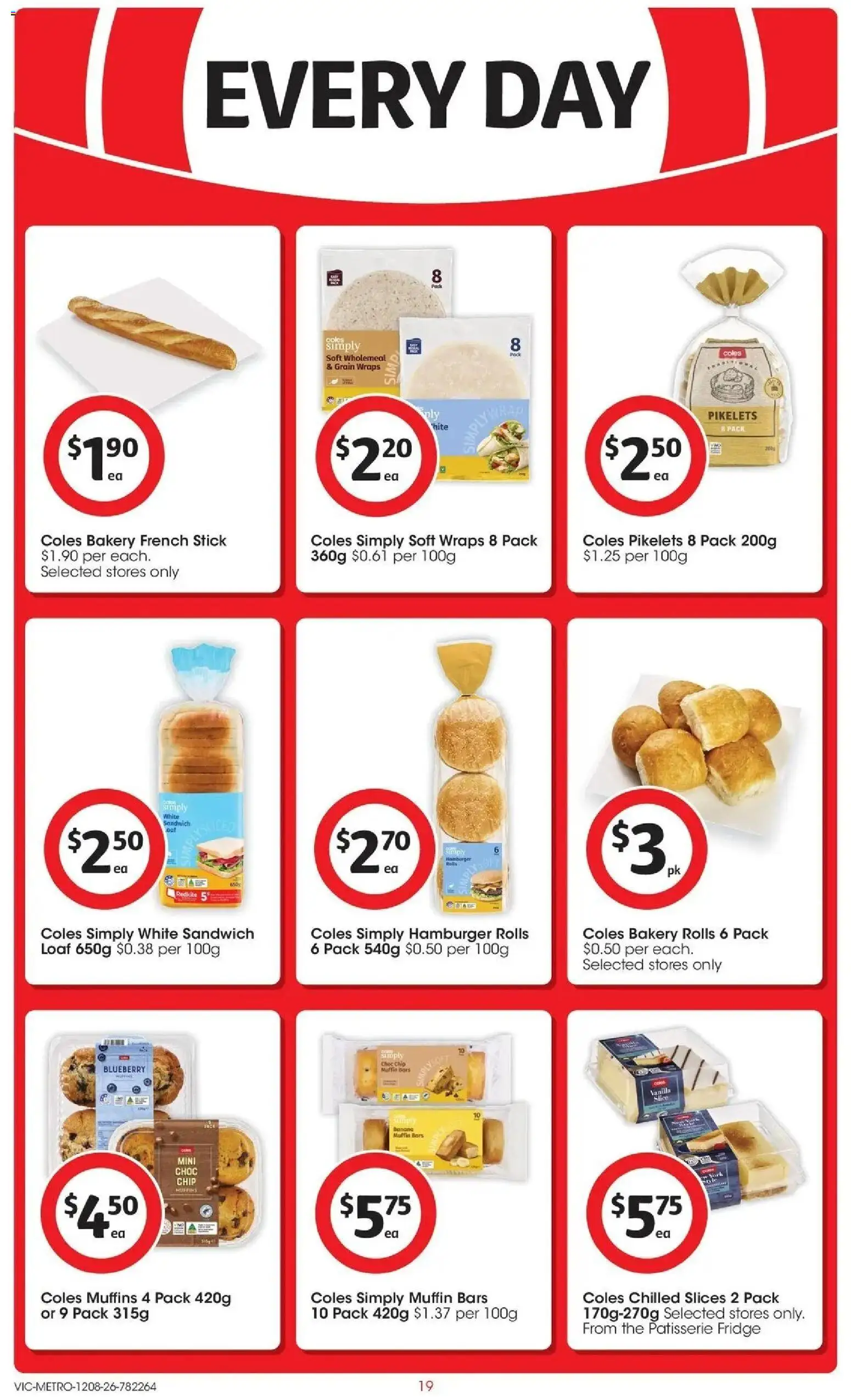 ﻿Coles catalogue valid from 12/08/2026 > Online Australia | Page: 19 | Products: Hamburger, Bread, Fridge, Bakery