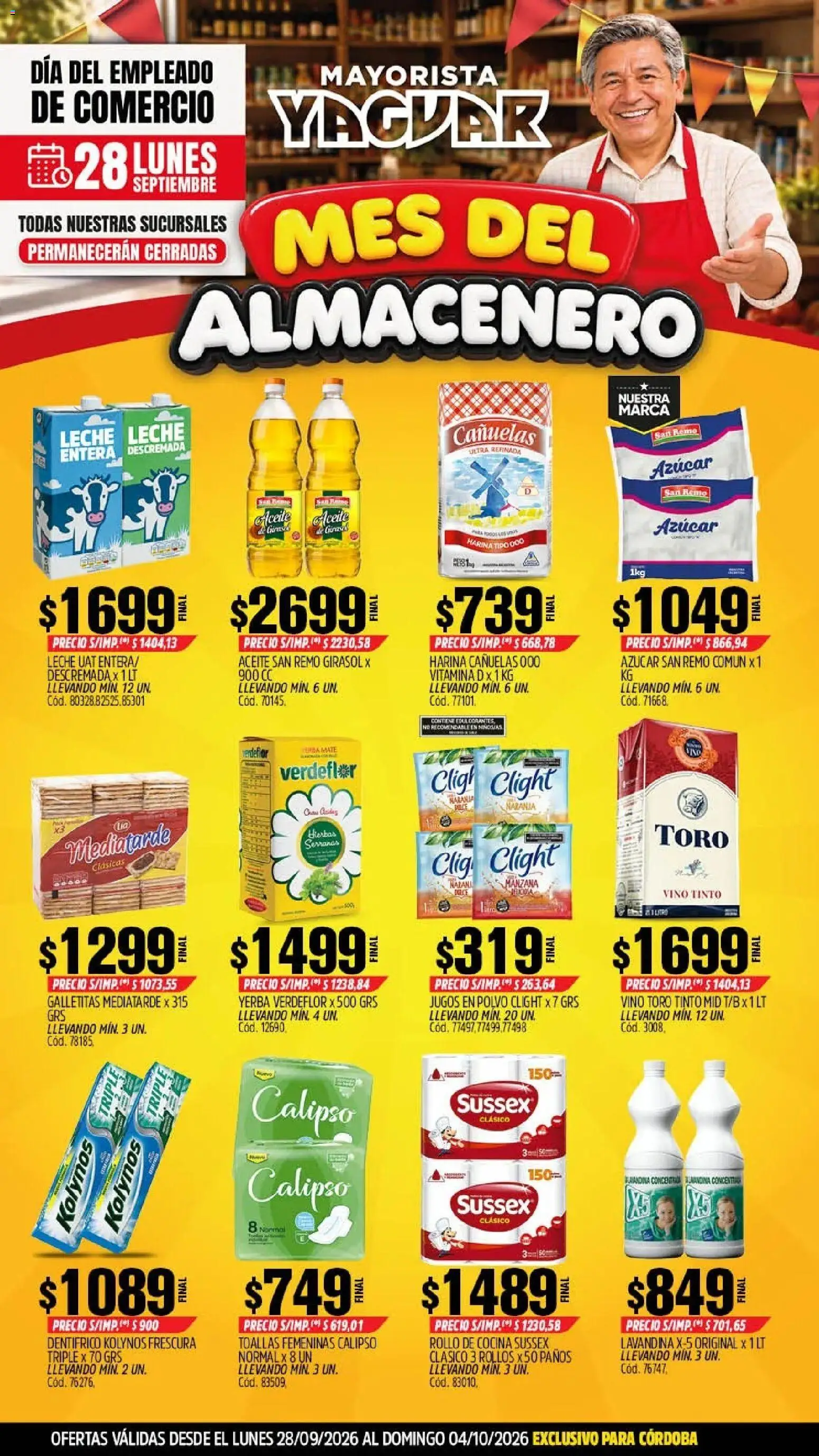 Yaguar - Oferta Semanal Córdoba │ válido desde el 28/09/2026 | Página: 1 | Productos: Hierbas, Mate, Toallas, Vino