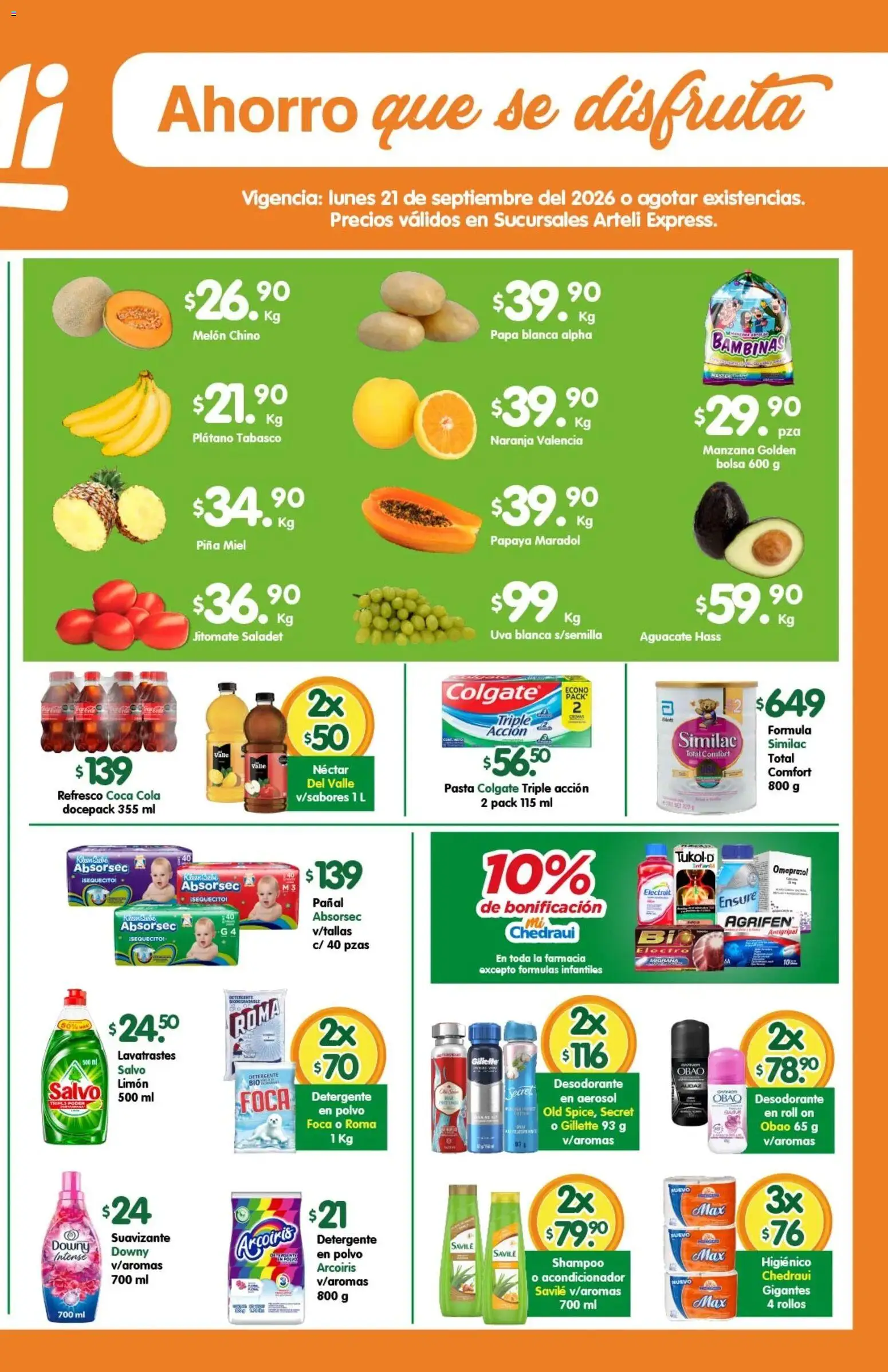 Nuevas ofertas de Arteli válidas en toda la República Mexicana desde el 21/09/2026. ¡Encuentra las mejores ofertas en Arteli folleto Express! | Página: 2 | Productos: Papa, Melón, Pasta, Miel