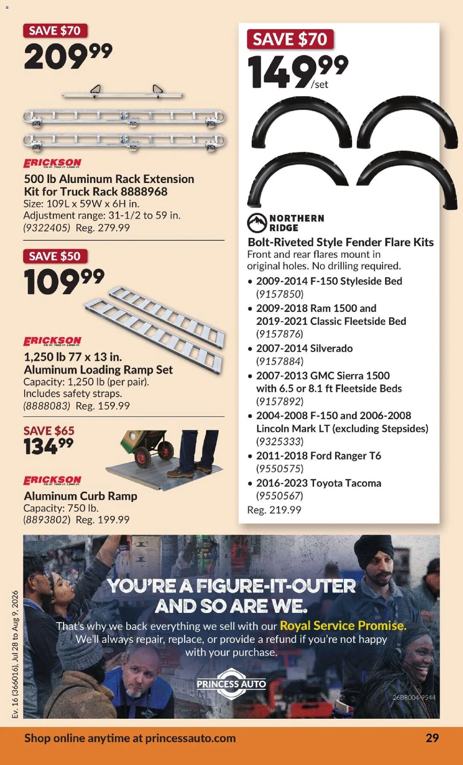 Princess Auto flyer valid from Jul 28, 2026 | Page: 34 | Products: Ridge, Bed
