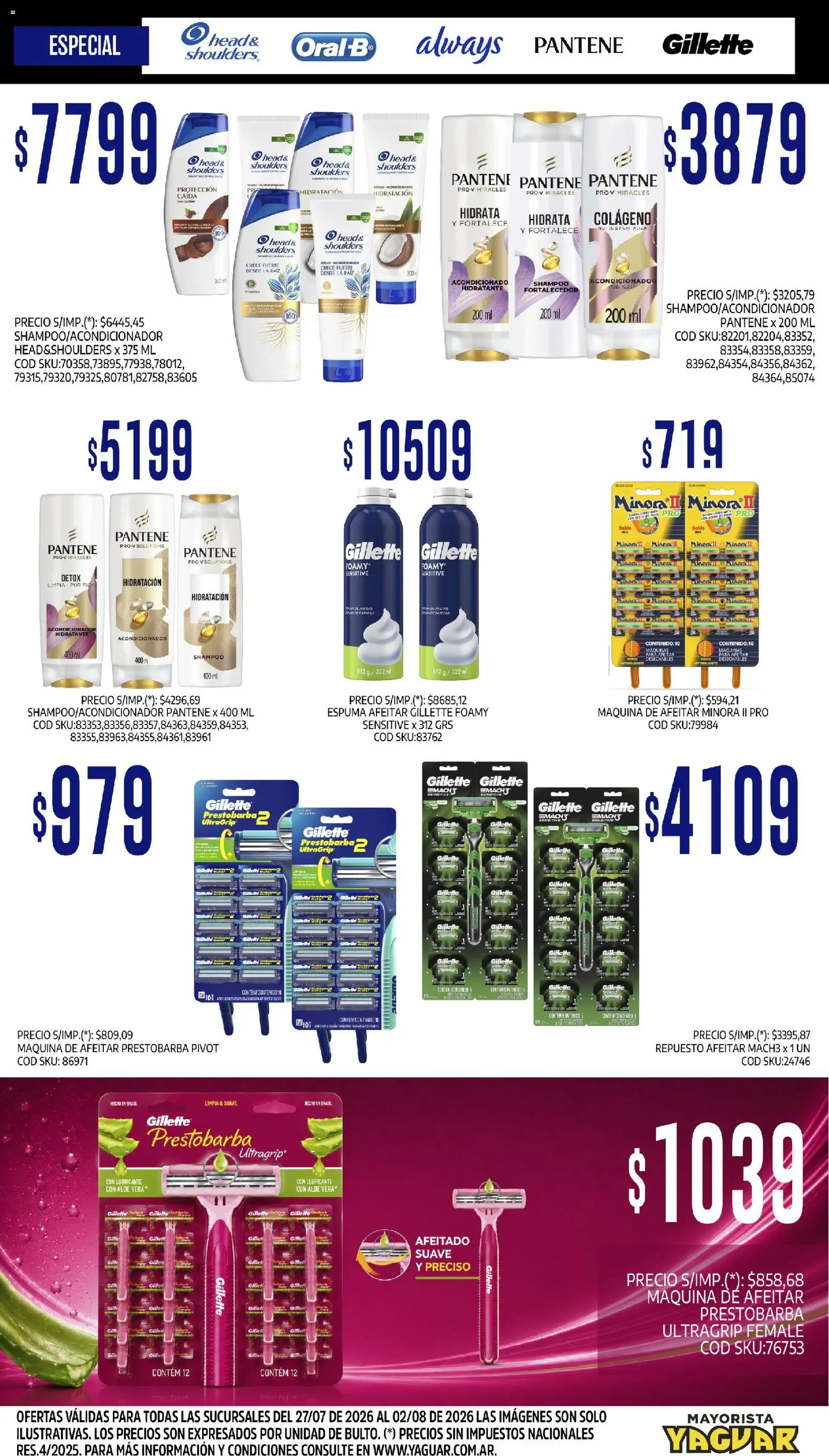 Yaguar - Aliados de tu bolsillo Parque Chacabuco │ válido desde el 27/07/2026 | Página: 4 | Productos: Maquina de afeitar, Shampoo, Acondicionador, Espuma