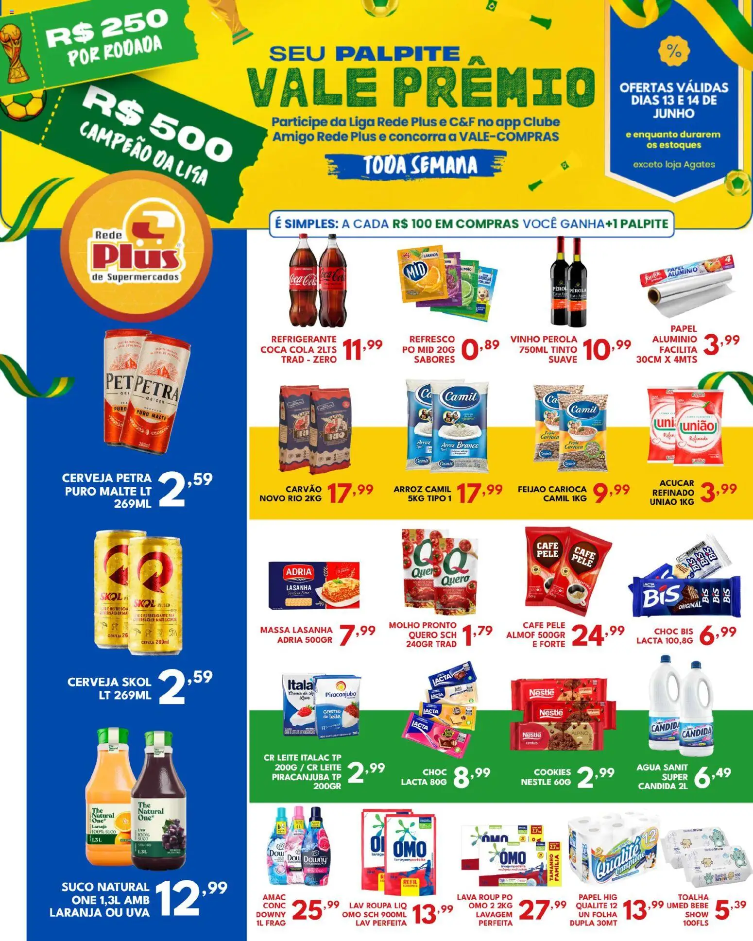 Rede Plus Supermercados Folheto - válido de 12.06.2026 | Página: 3 | Produtos: Leite, Suco, Massa, Refrigerante