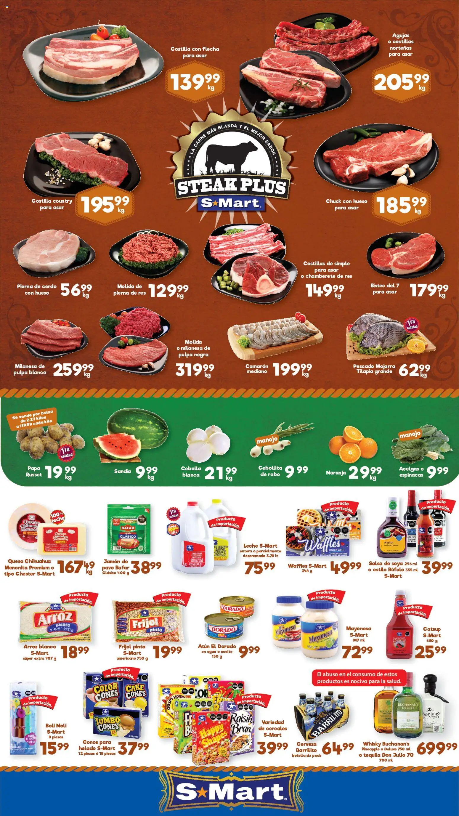 Nuevas ofertas de S-Mart válidas en toda la República Mexicana desde el 05.06.2026. ¡Encuentra las mejores ofertas en S-Mart folleto Monterrey! | Página: 1 | Productos: Mayonesa, Whiskey, Aceite, Res
