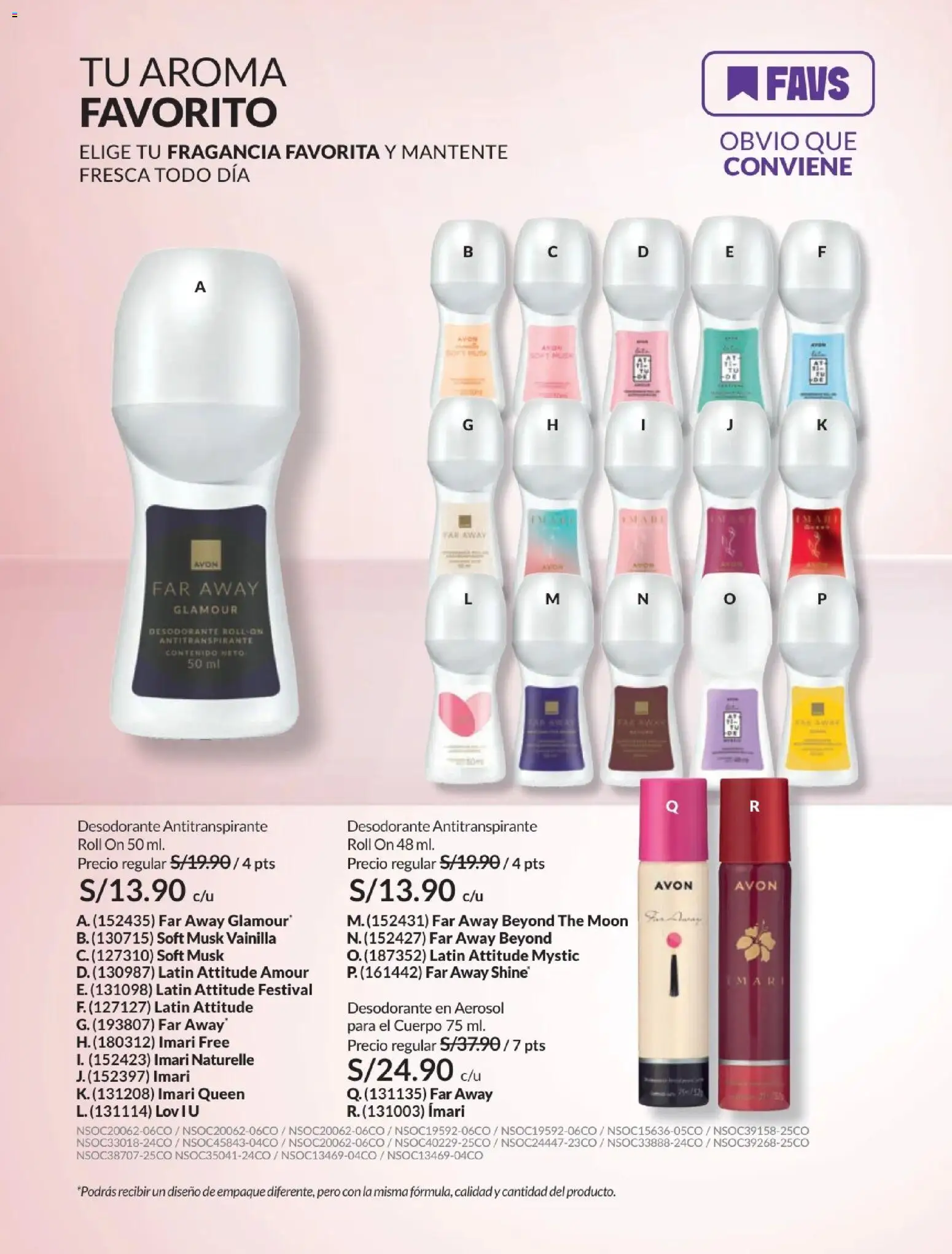 Catálogo Avon válido desde 01/07/2026 | Página: 161 | Productos: Desodorante, Antitranspirante, Empaque, Fragancia