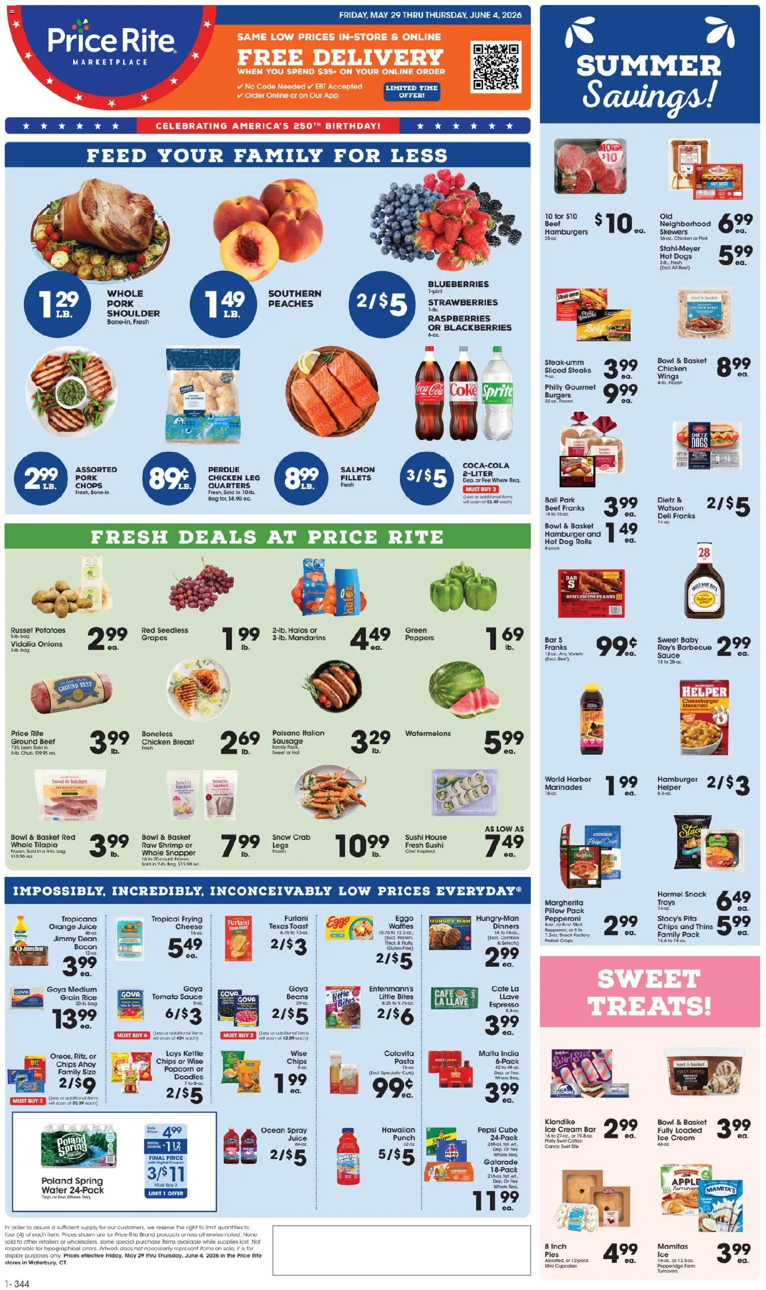 Price Rite Weekly Ad - valid from 29.05.2026 | Page: 1 | Products: Juice, Rice, Potatoes, Water