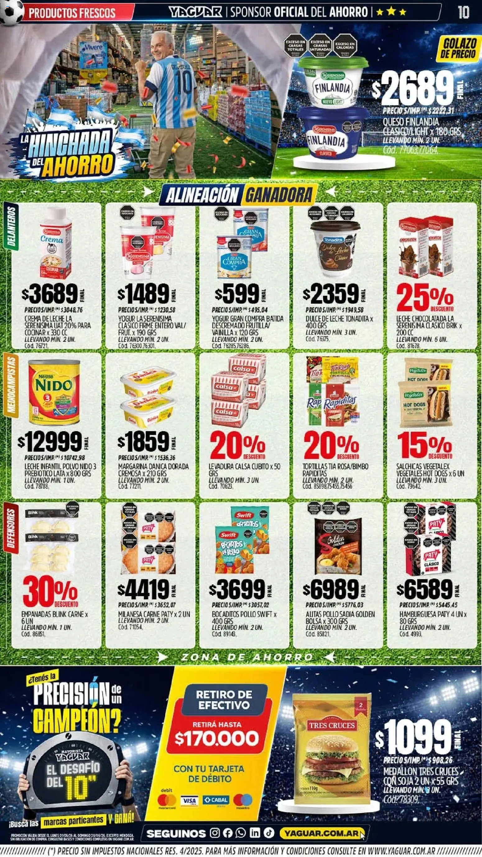Yaguar catálogo │ válido desde el 01.06.2026 | Página: 10 | Productos: Milanesa, Crema de leche, Dulce de leche, Chocolatada