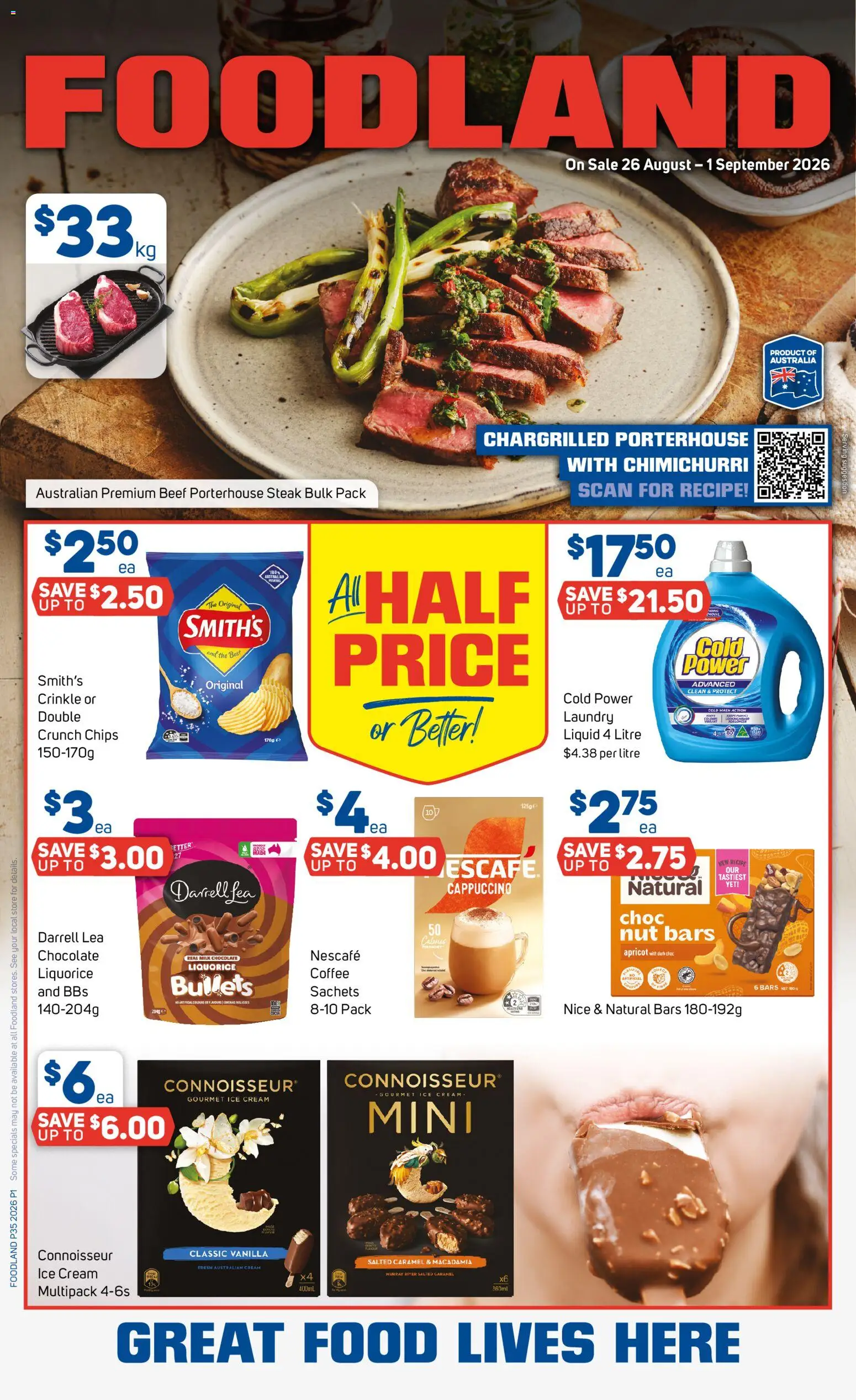 Foodland catalogue - valid from 25/08/2026 | Page: 1 | Products: Food, Cream, Cappuccino, Ice cream