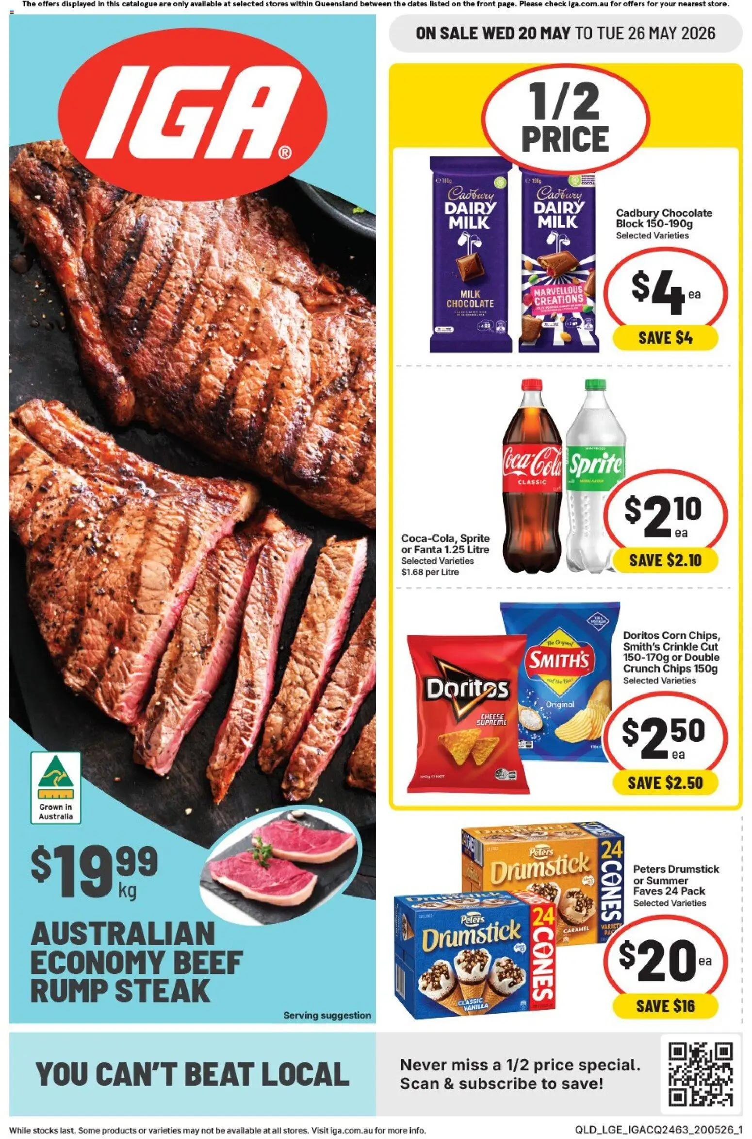 IGA catalogue - valid from 20.05.2026 | Page: 1 | Products: Milk, Dairy, Beef, Steak