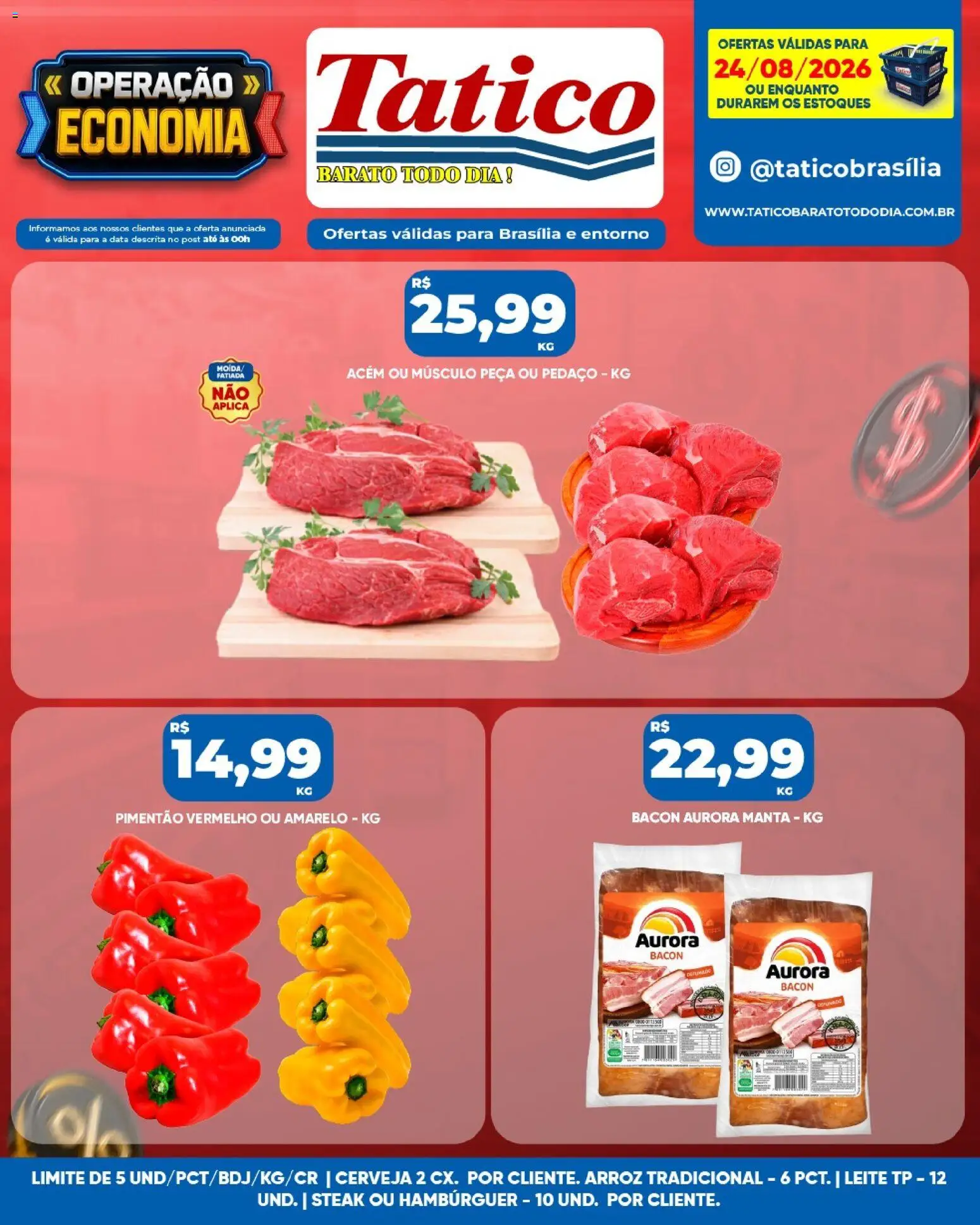 Tatico Folheto - válido de 25/08/2026 | Página: 30 | Produtos: Pimentão, Acém, Cerveja, Bacon
