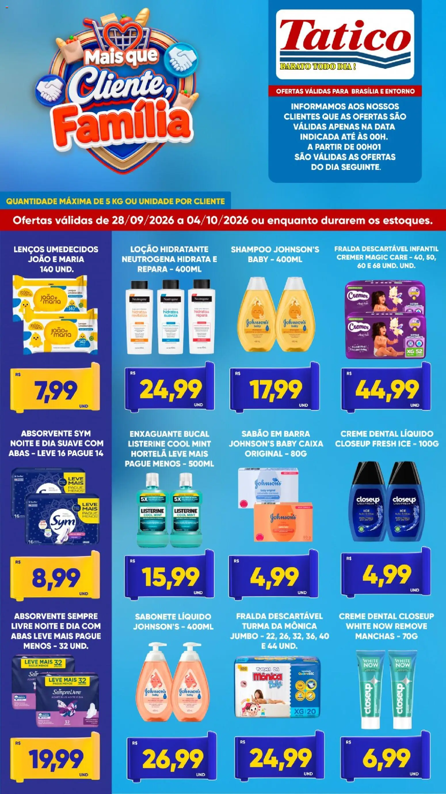 Tatico Folheto - válido de 28/09/2026 | Página: 5 | Produtos: Shampoo, Sabão, Listerine, Creme dental