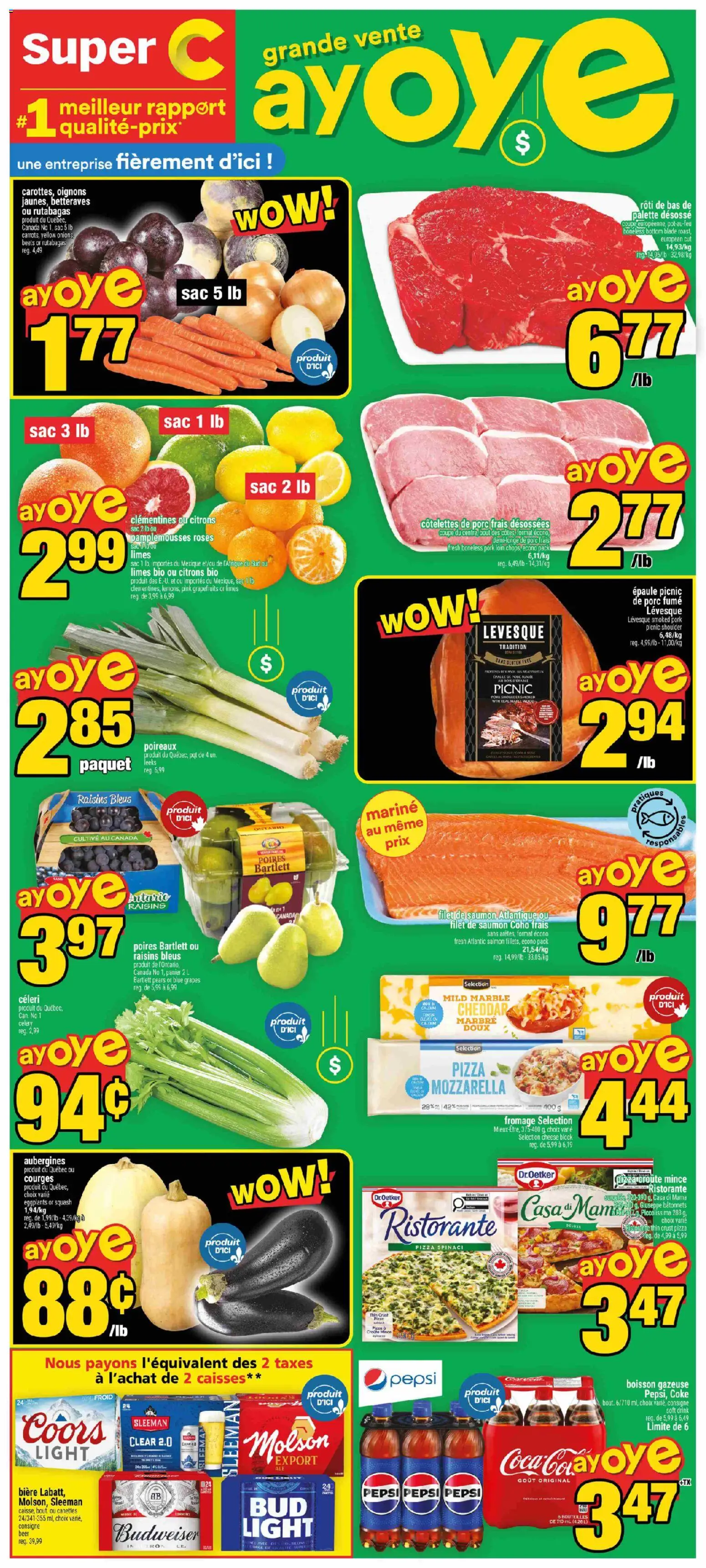 Super C flyer valid from Sep 10, 2026 | Page: 1 | Products: Raisins, Celery, Pork loin, Beer