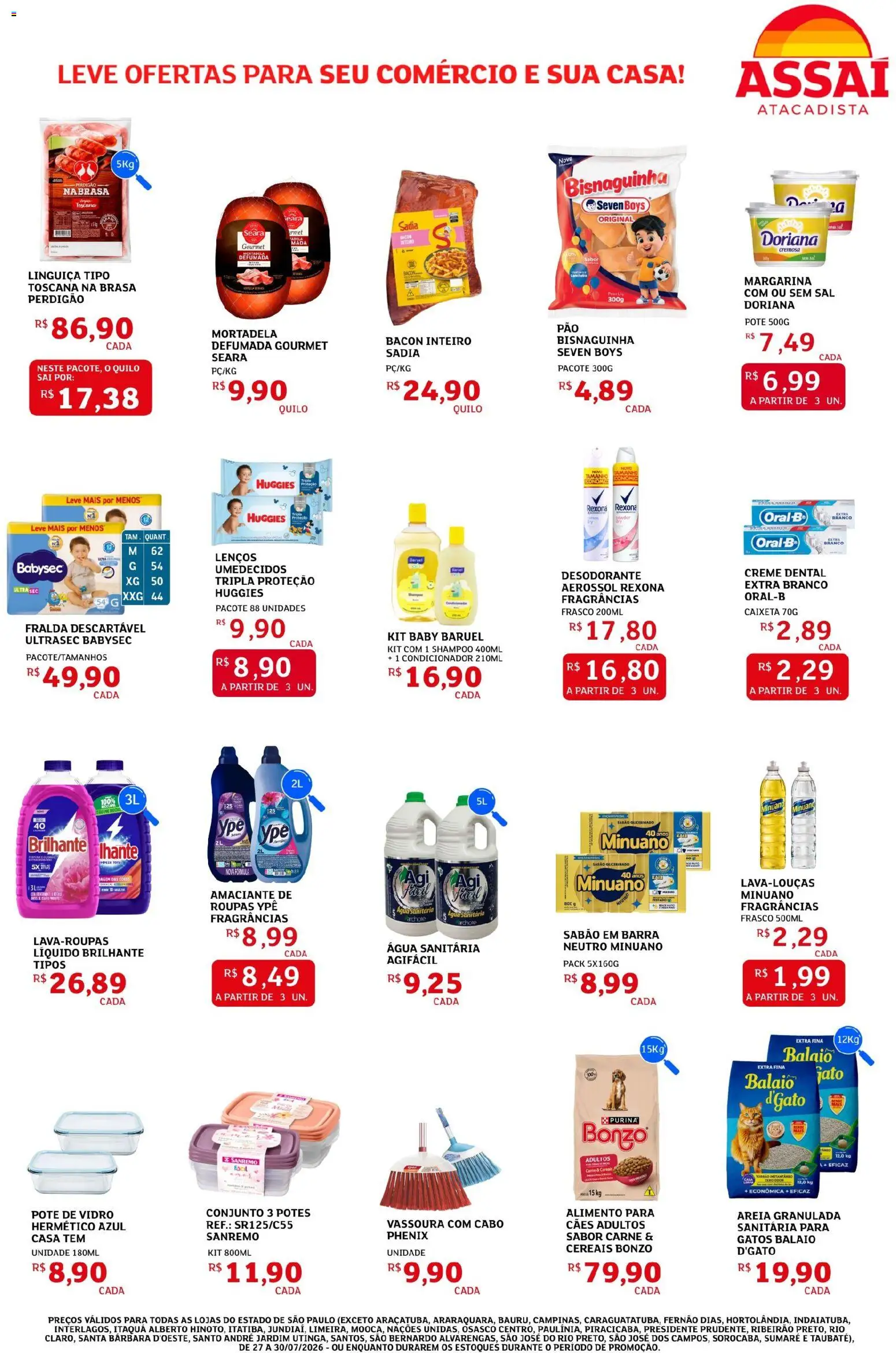 Assaí Atacadista Folheto - válido de 27/07/2026 | Página: 3 | Produtos: Sabão em barra, Doriana, Rexona, Amaciante