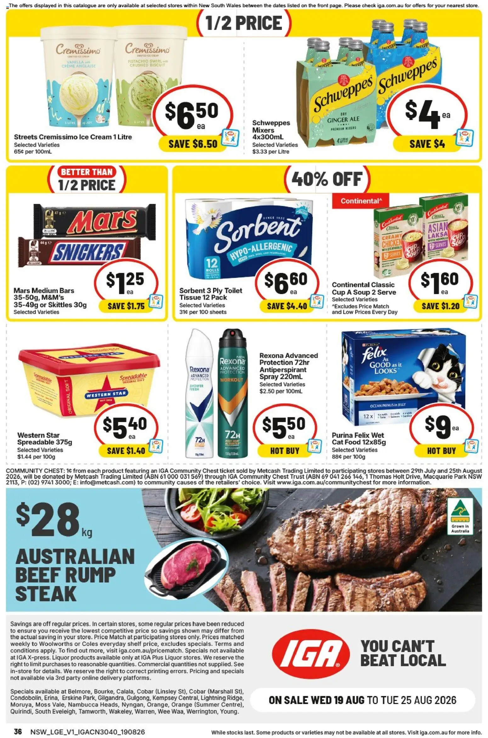 IGA catalogue - valid from 19/08/2026 | Page: 34 | Products: Chicken, Beef, Soup, Vanilla