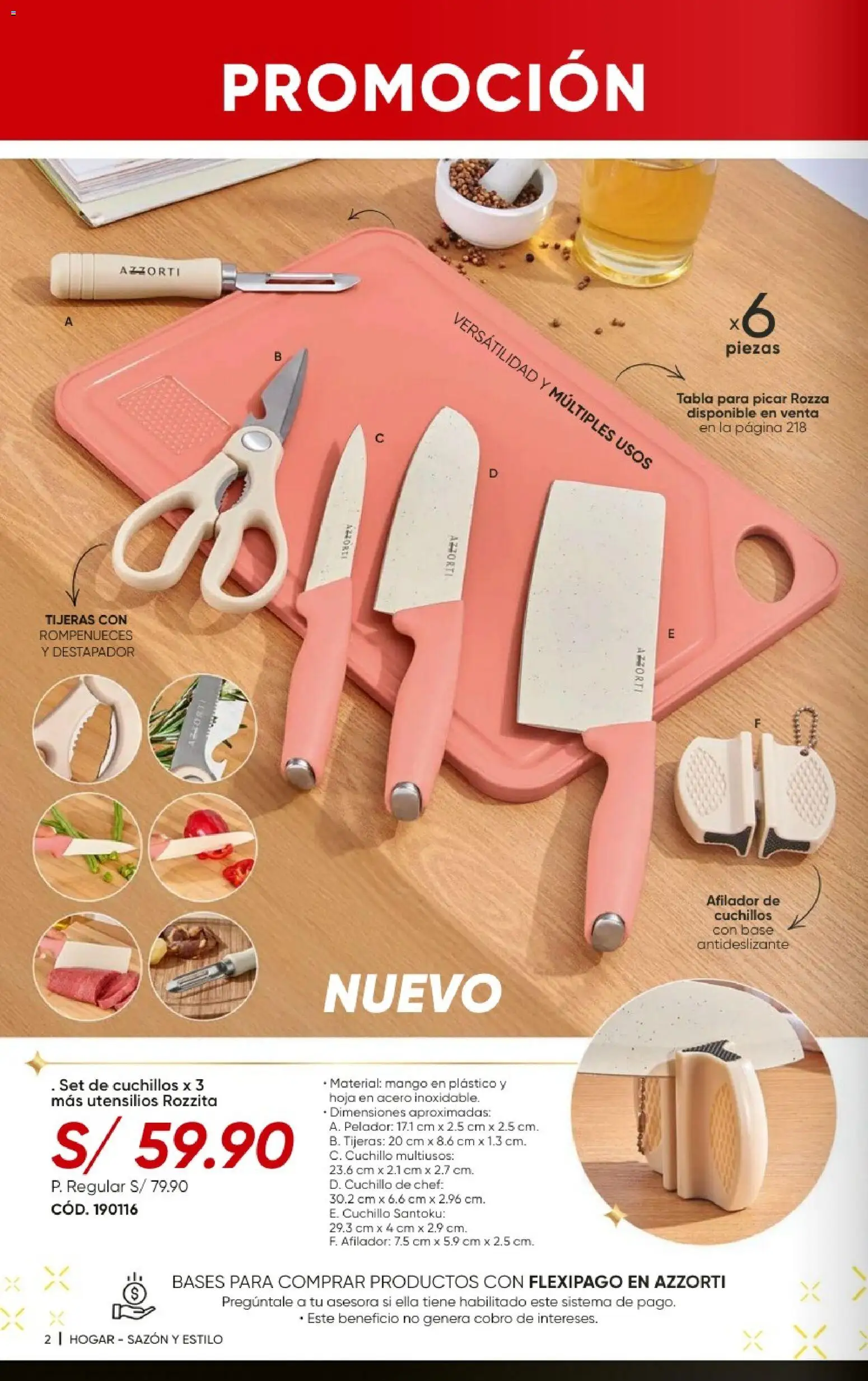 Catálogo Azzorti válido desde 20/09/2026 | Página: 4 | Productos: Cuchillos, Mango, Hoja