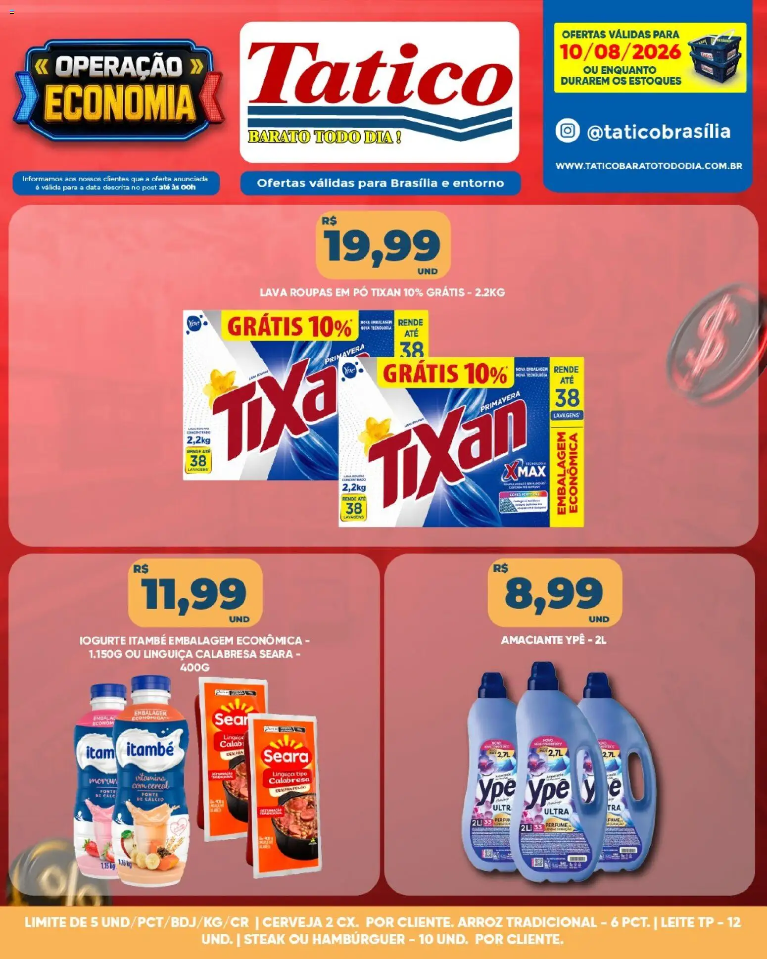 Tatico Folheto - válido de 10/08/2026 | Página: 10 | Produtos: Perfume, Steak, Leite, Hambúrguer