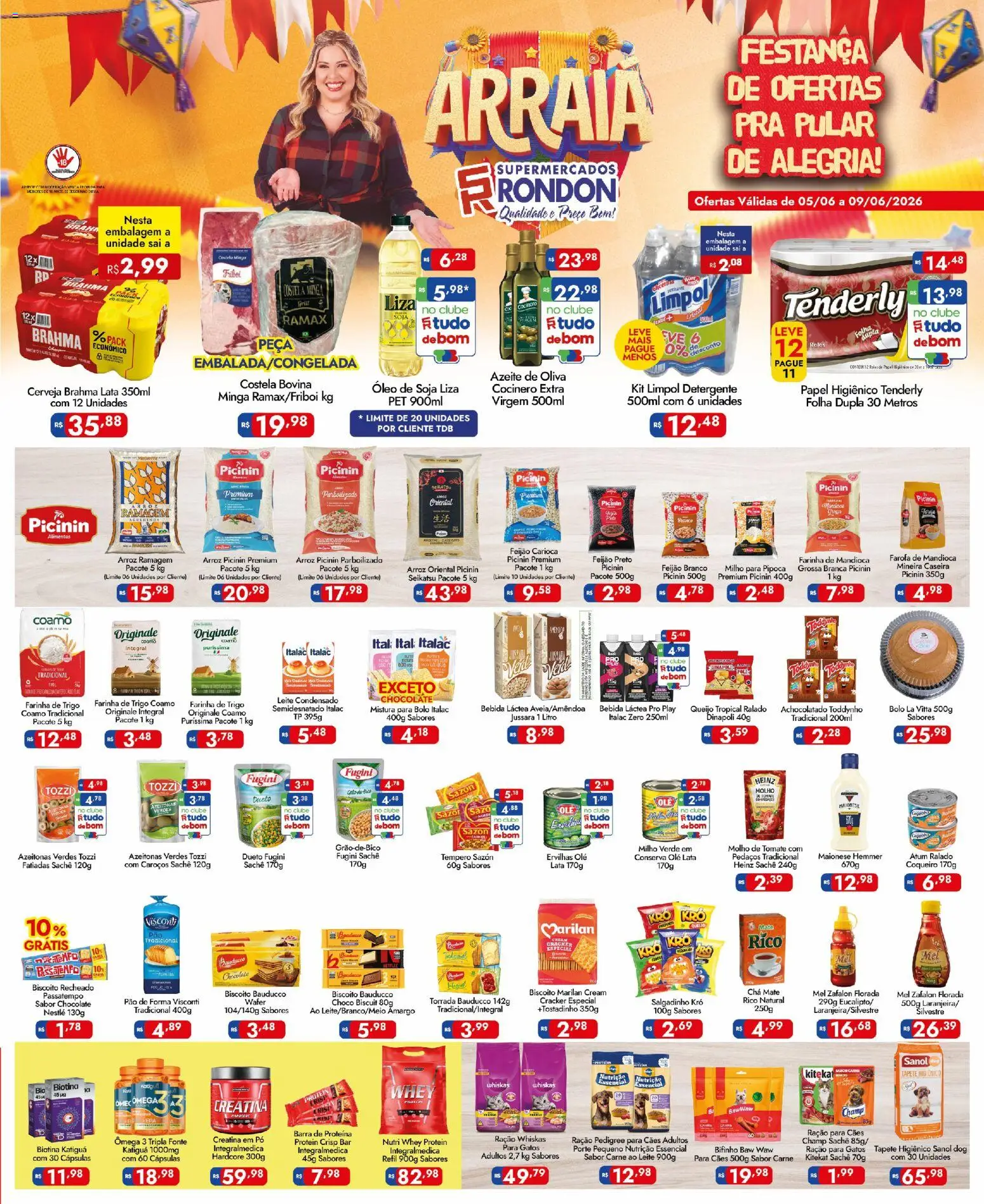 Supermercados Rondon Folheto - válido de 05.06.2026 | Página: 1 | Produtos: Creatina, Azeitonas, Whey protein, Barra de proteína