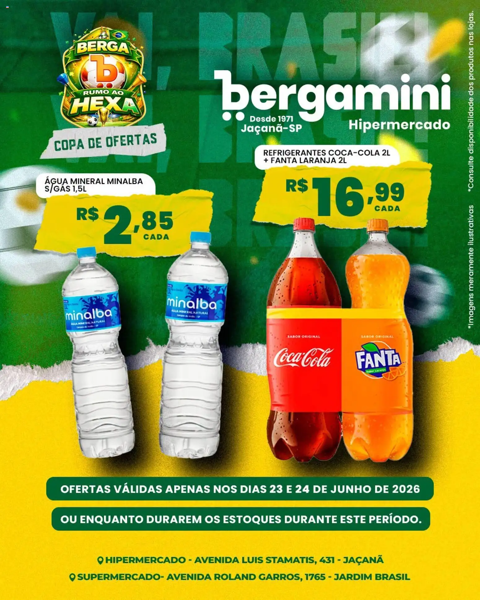 Supermercado Bergamini Folheto - válido de 23/06/2026 | Página: 11 | Produtos: Fanta, Minalba, Copa, Água mineral