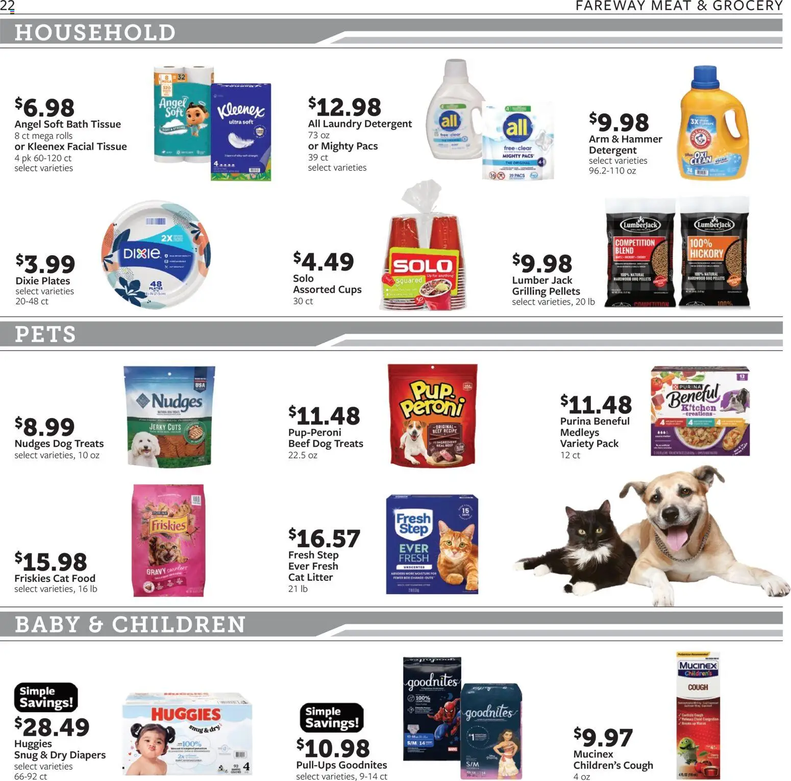 Fareway Weekly Ad - valid from 09/28/2026 | Page: 22 | Products: Bath, Cat Food, Jerky, Detergent