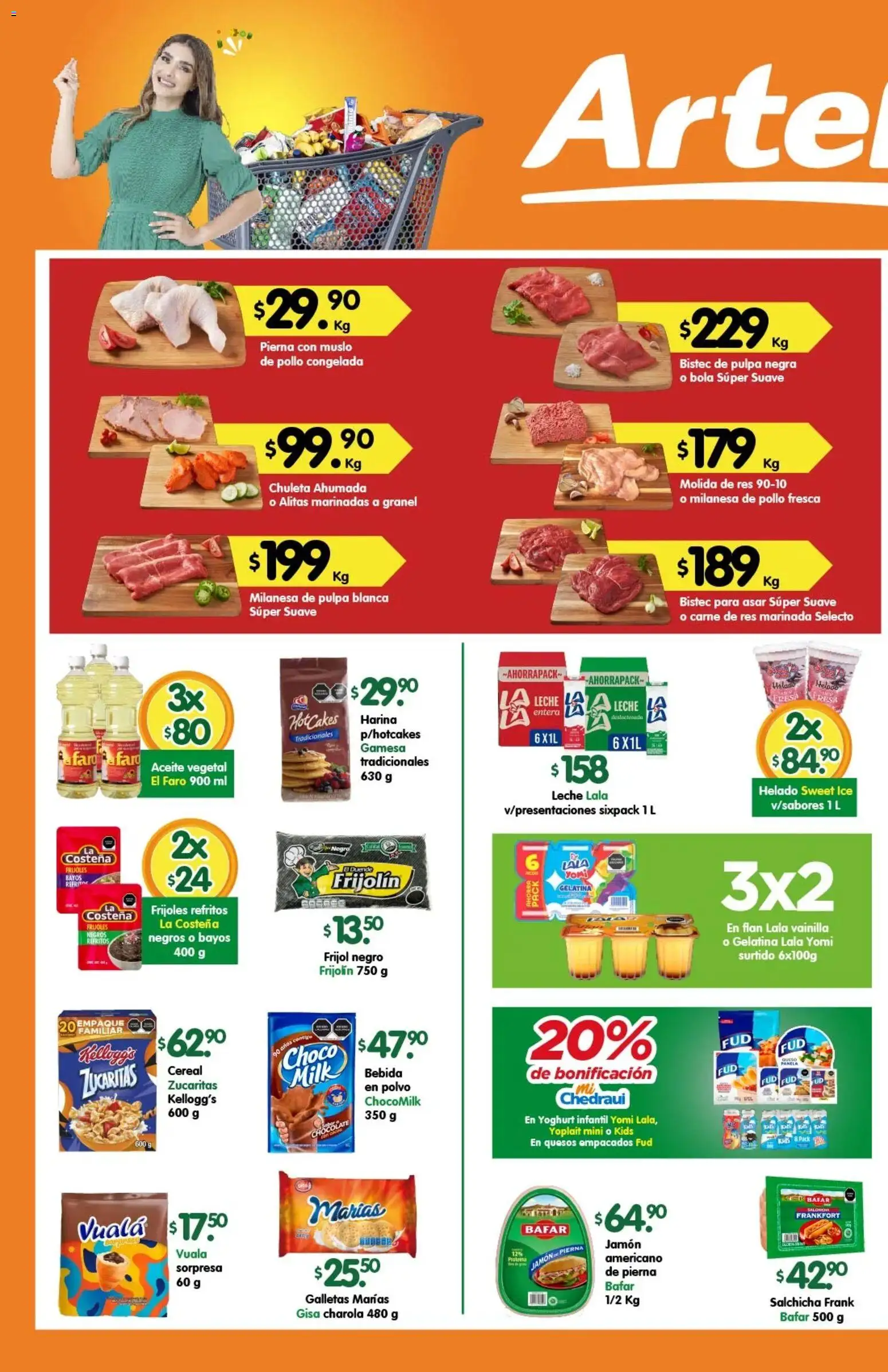 Nuevas ofertas de Arteli válidas en toda la República Mexicana desde el 21/09/2026. ¡Encuentra las mejores ofertas en Arteli folleto Express! | Página: 1 | Productos: Chuleta, Leche, Jamón, Carne