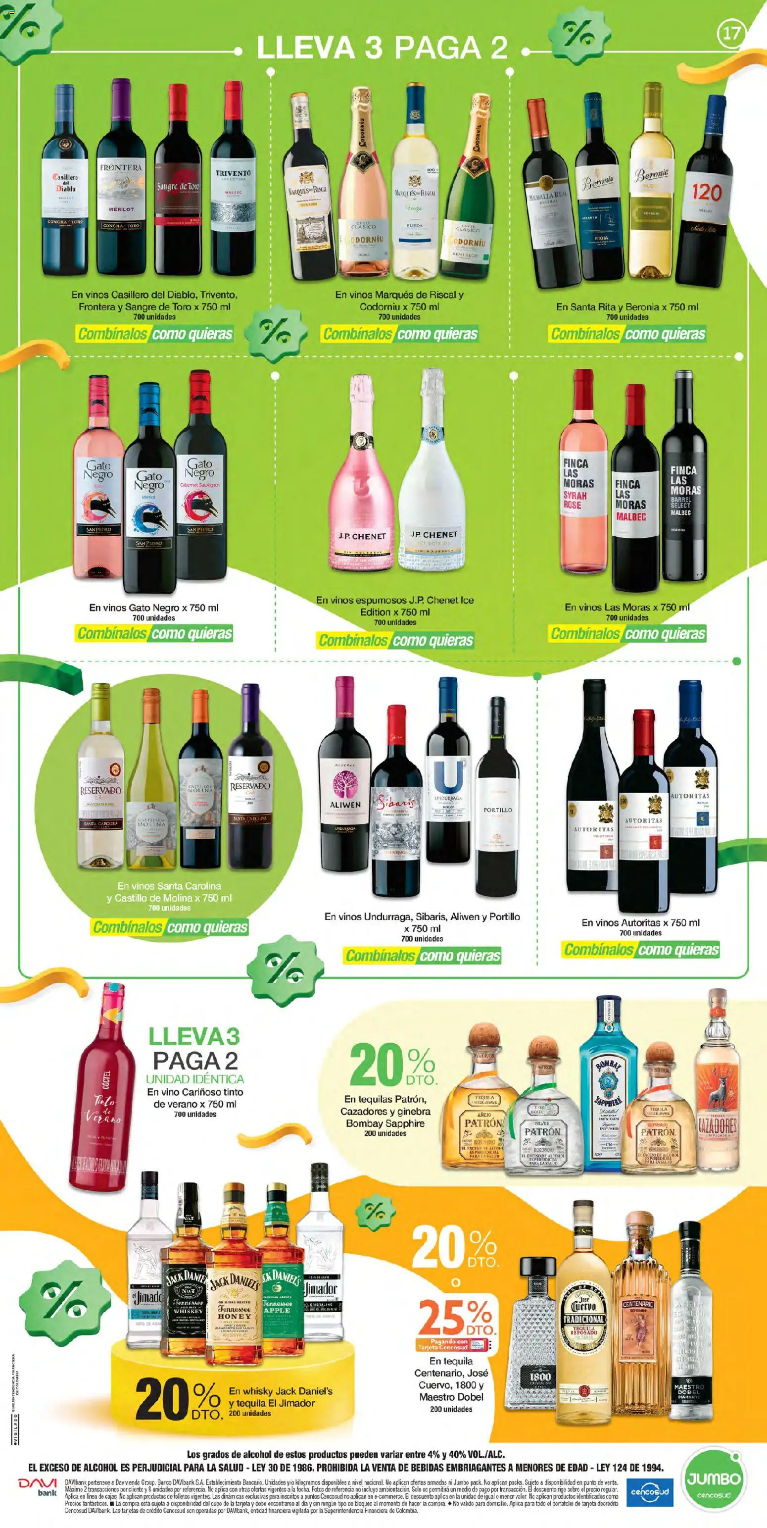 Jumbo revista - valida desde el 24/09/2026 | Página: 17 | Productos: Tequila, Jack Daniel's, Whiskey, Vino