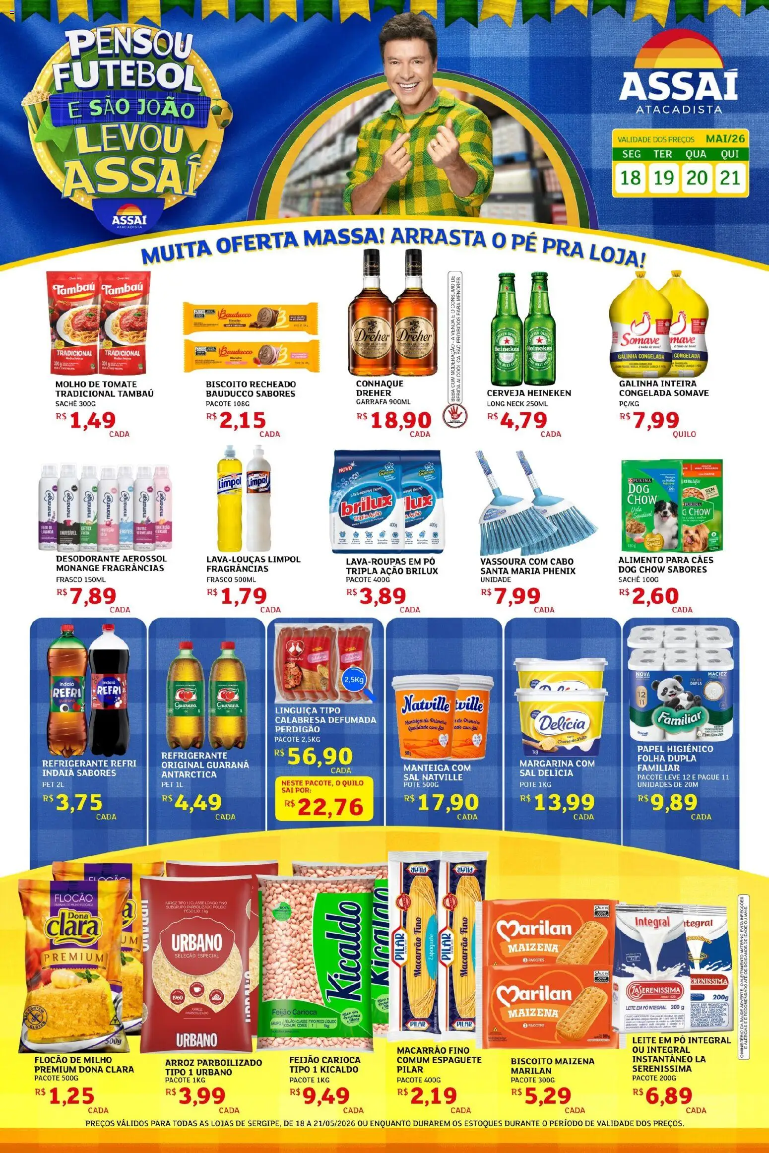 Assaí Atacadista Folheto - válido de 18.05.2026 | Página: 1 | Produtos: Molho de tomate, Leite, Biscoito recheado, Margarina