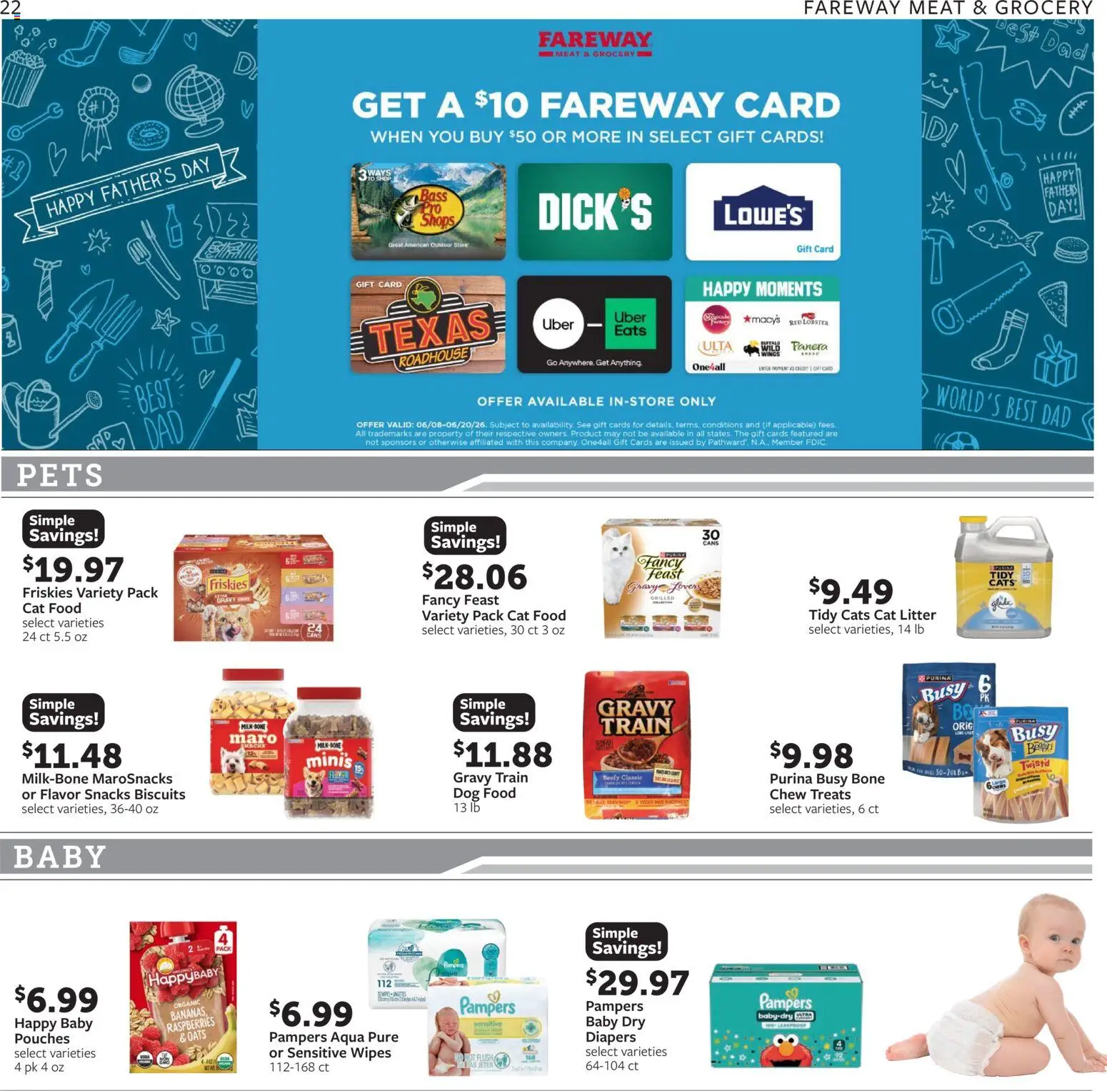 Fareway Weekly Ad - valid from 08.06.2026 | Page: 22 | Products: Dog Food, Cat Food, Cat Litter, Milk