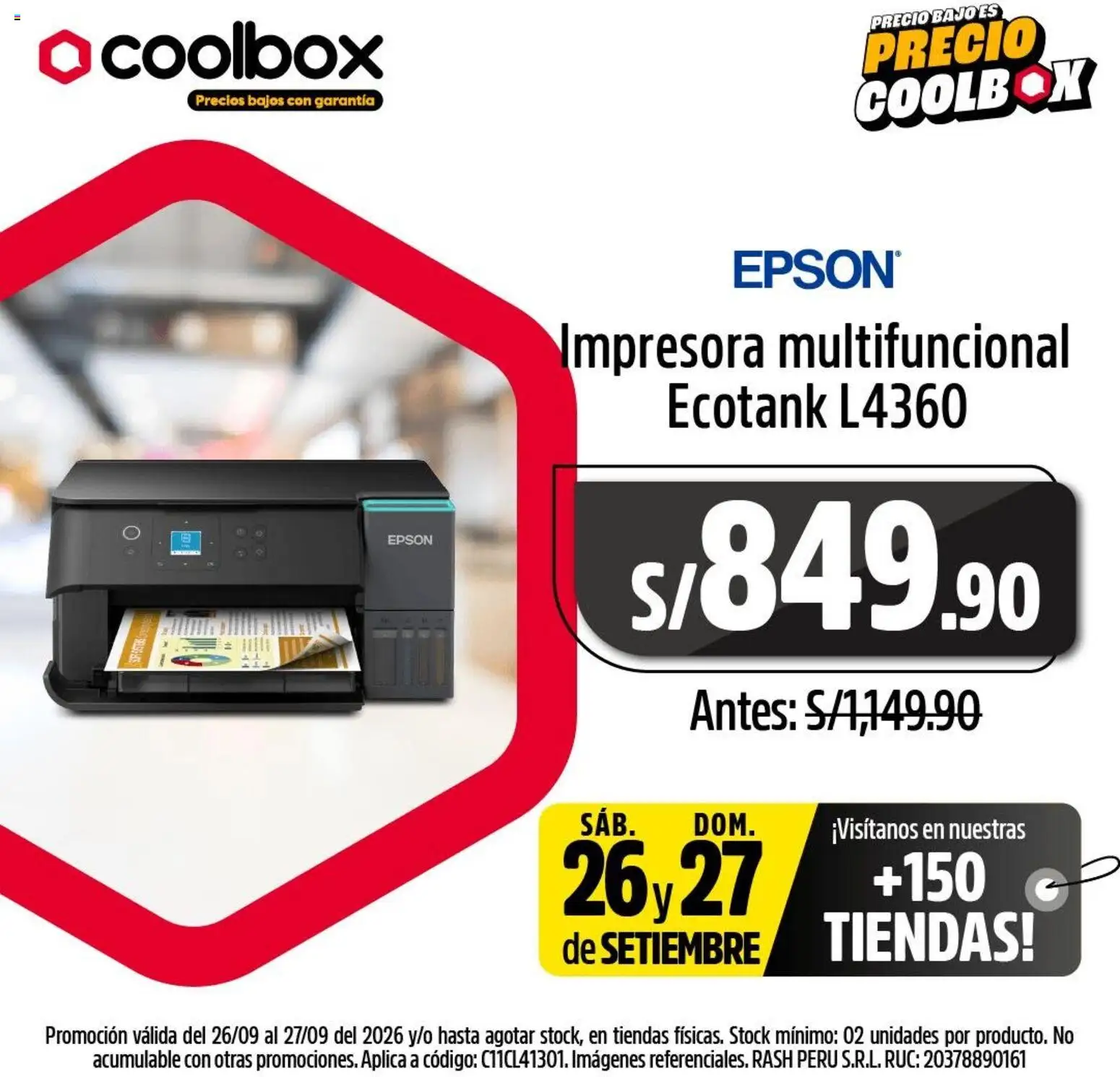 Catálogo Coolbox válido desde 26/09/2026 | Página: 9 | Productos: Bajo, Impresora