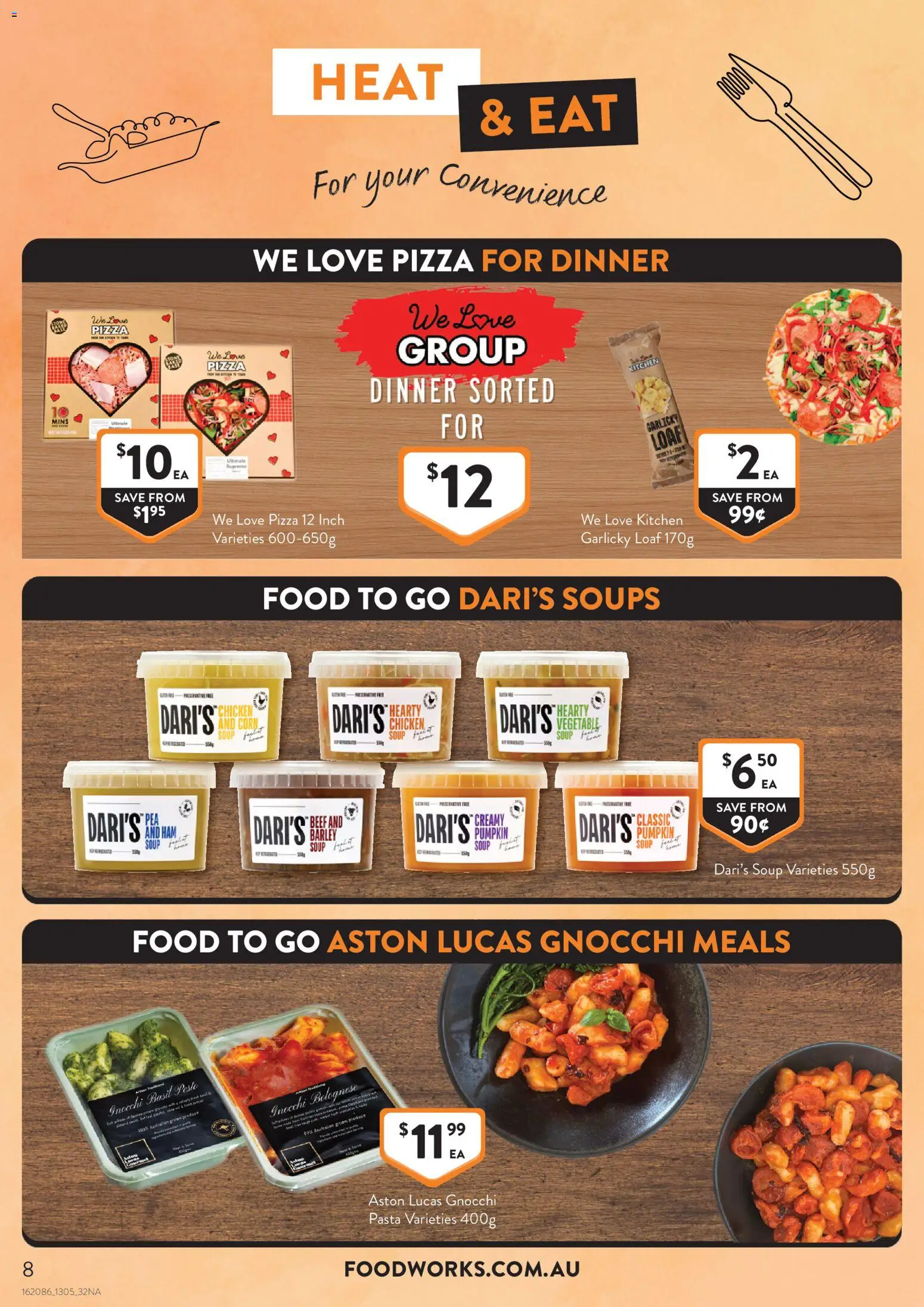 Foodworks catalogue - valid from 13.05.2026 | Page: 8 | Products: Pizza, Chicken, Pasta, Soup