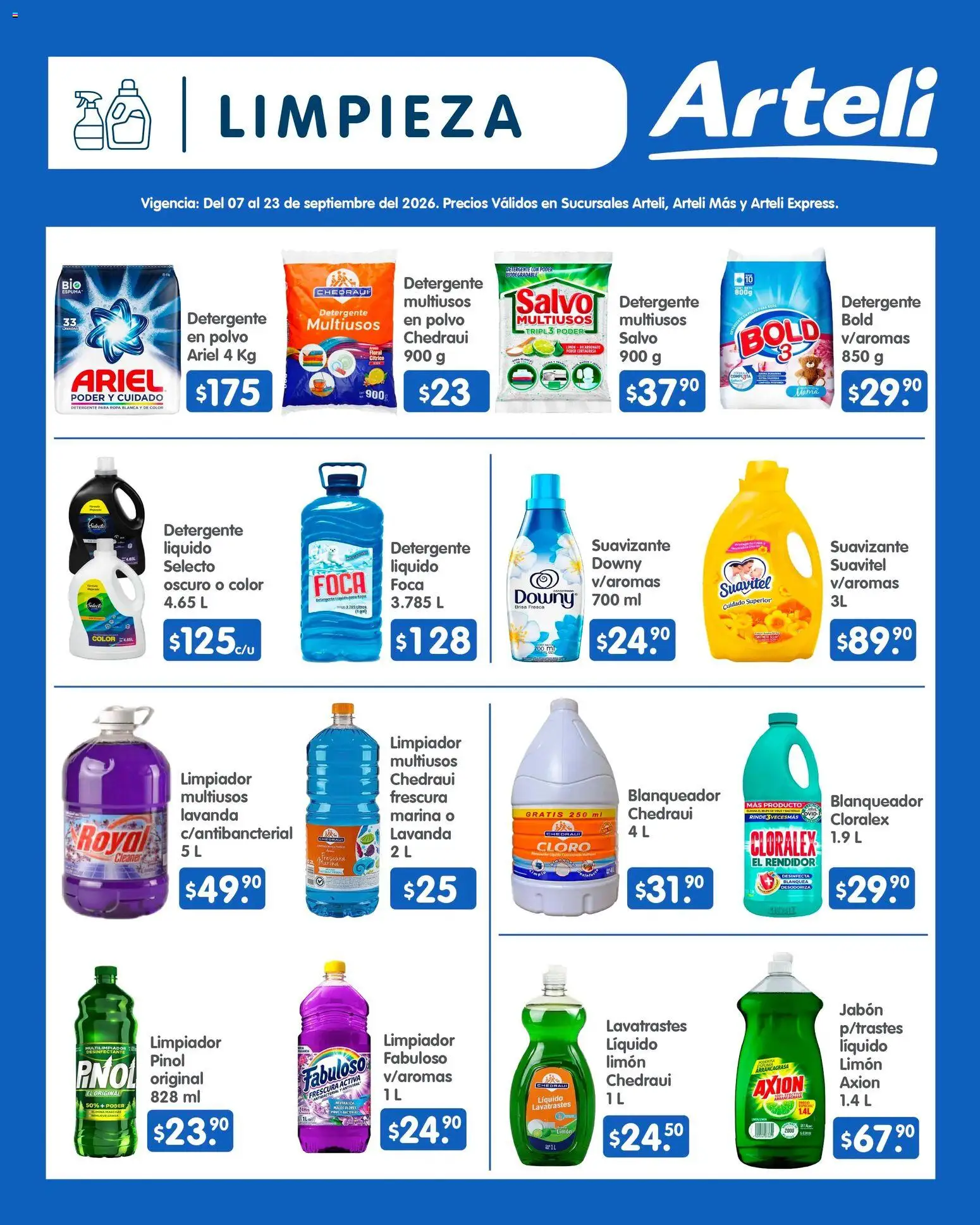 Nuevas ofertas de Arteli válidas en toda la República Mexicana desde el 07/09/2026. ¡Encuentra las mejores ofertas en Arteli folleto Quincenal! | Página: 13 | Productos: Detergente, Suavizante, Detergente líquido, Polvo