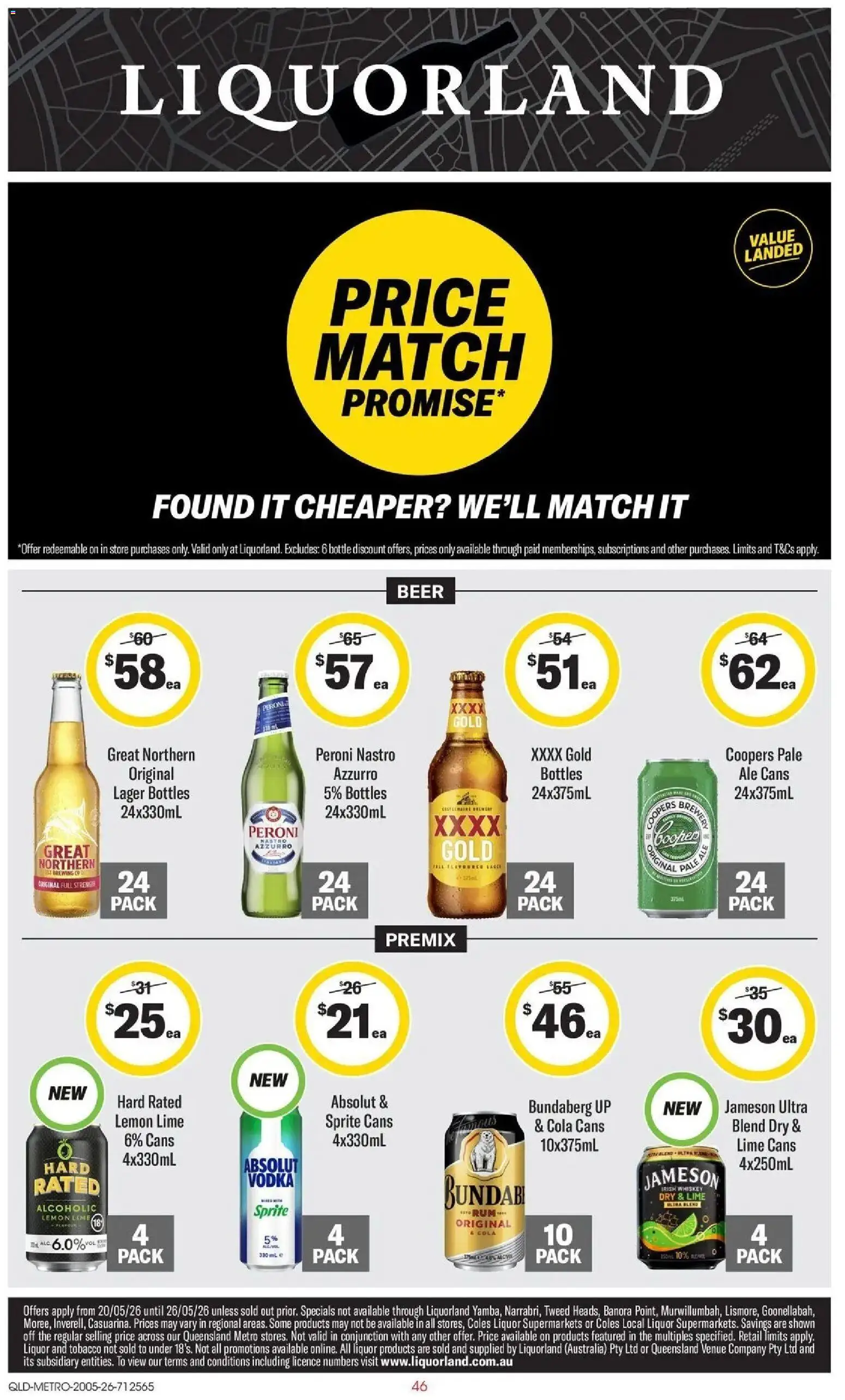 Coles catalogue - valid from 19.05.2026 | Page: 46 | Products: Beer, Vodka, Lemon, Lime