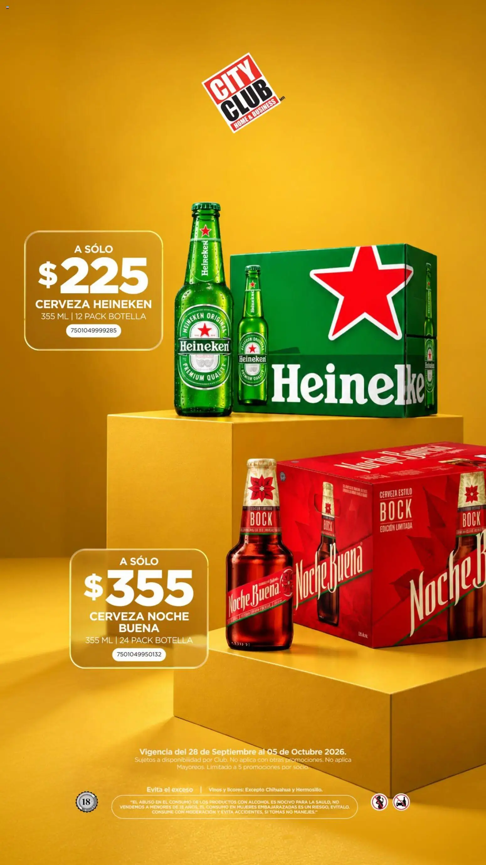 Nuevas ofertas de City Club válidas en toda la República Mexicana desde el 28/09/2026. ¡Encuentra las mejores ofertas en City Club Cervezas! | Página: 2 | Productos: Cerveza Heineken, Cerveza, Alcohol, Botella