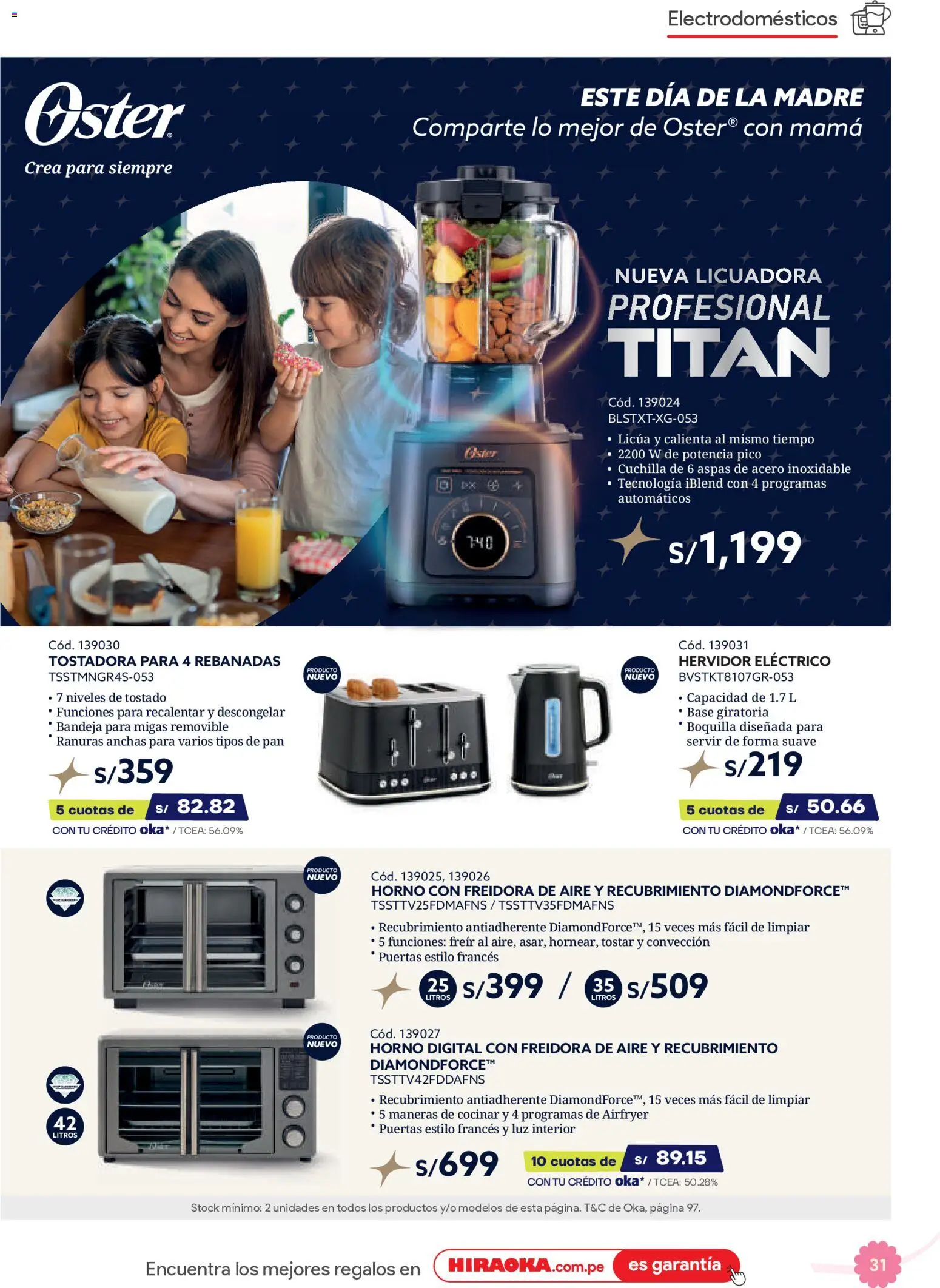 Catálogo Hiraoka válido desde 25.04.2026 | Página: 31 | Productos: Pan, Horno, Tostadora, Freidora