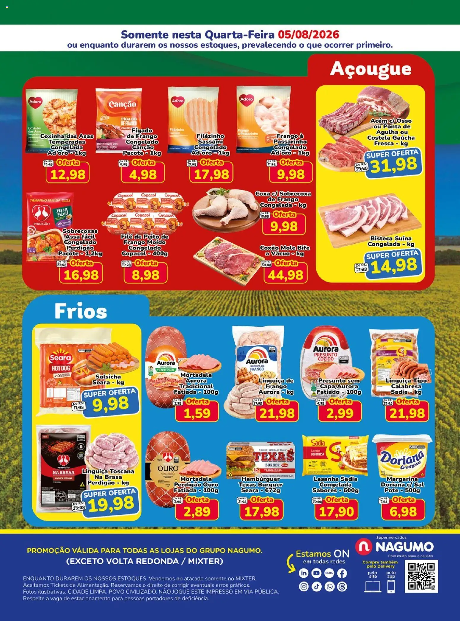 Nagumo Folheto - válido de 05/08/2026 | Página: 2 | Produtos: Linguiça, Presunto, Frango, Margarina