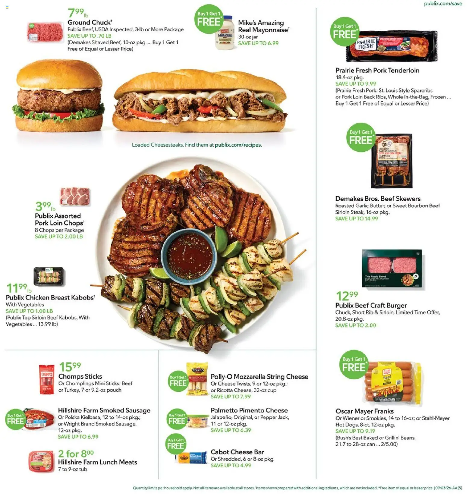 Publix Weekly Ad - valid from 09/02/2026 | Page: 5 | Products: Cheese, Vegetables, Sausage, Ricotta
