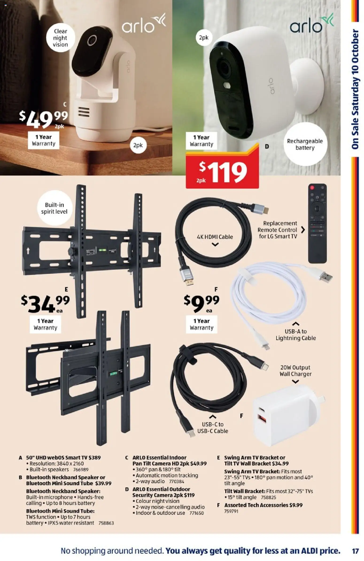 Aldi catalogue - valid from 07/10/2026 | Page: 17 | Products: Battery, Tv, Television, Cable